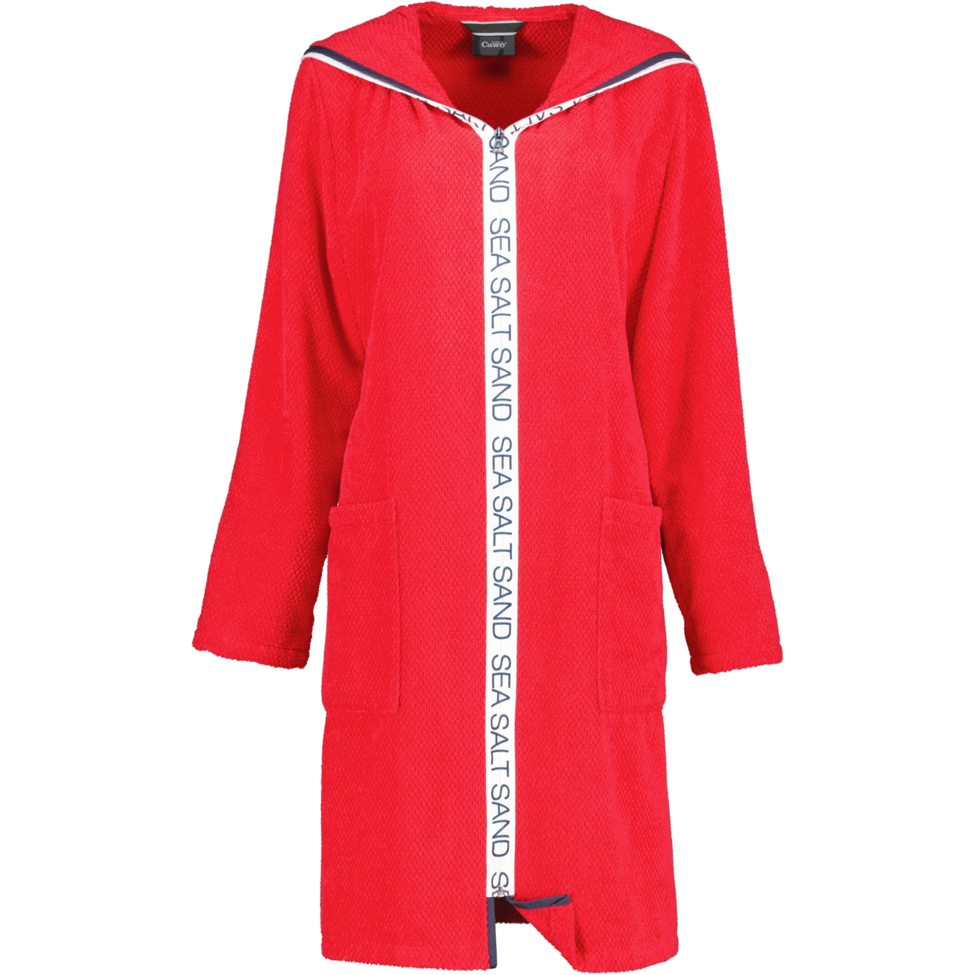 Cawö Damen Bademantel Sea Salt Sand 3101 Kapuze kurz RV - Farbe: rot - 203 - S