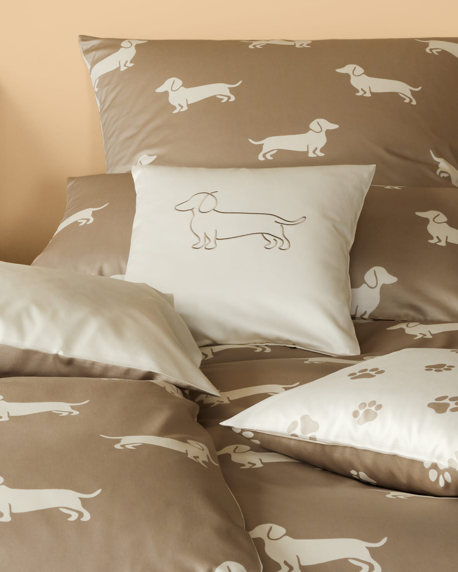 elegante Kissenbezüge WE LOVE DOGS Companion 24542 Natur-Beige - 7 - Nacken-Kissen 40x40 cm