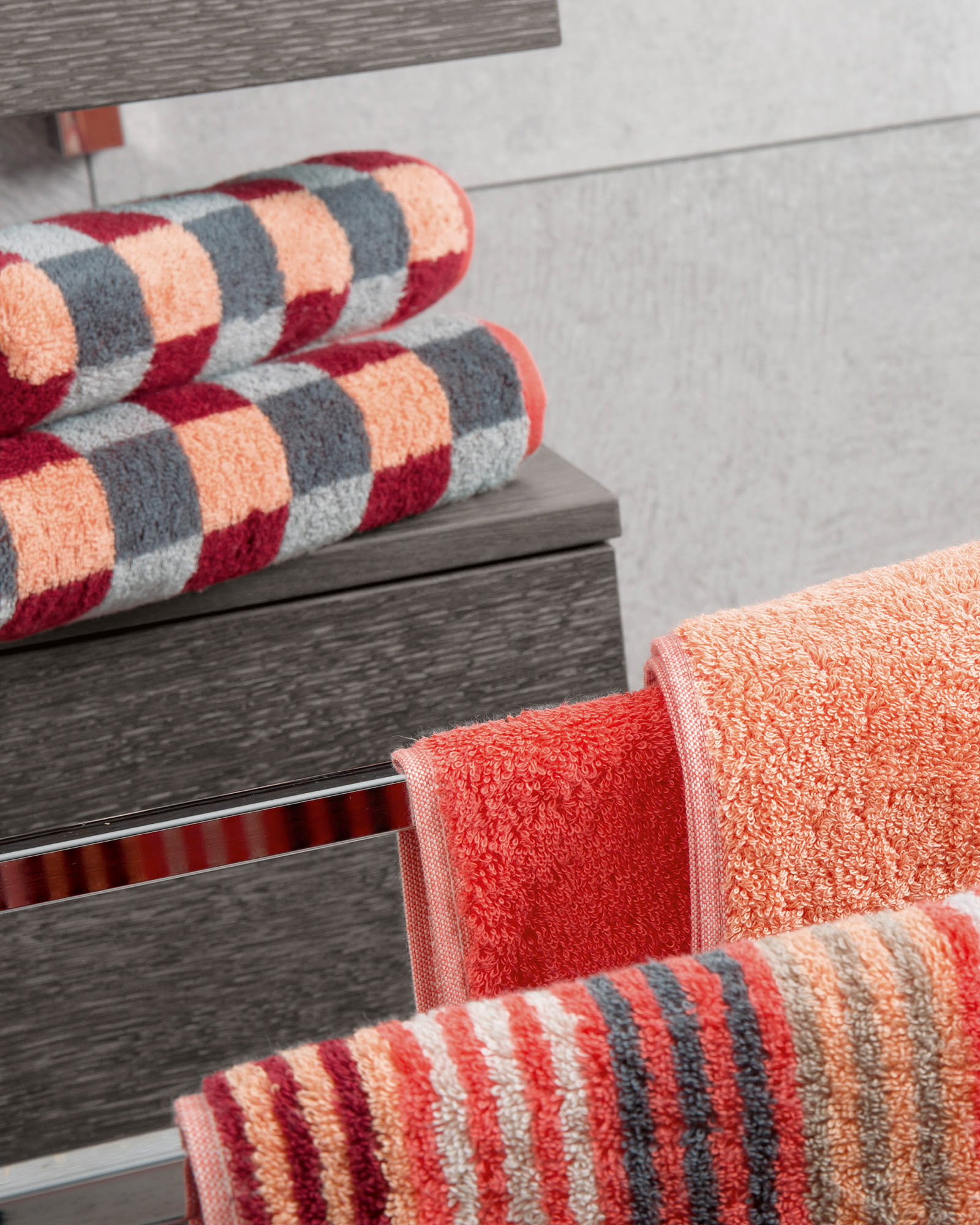 Cawö - Unique Streifen 944 - Farbe: koralle - 22 - Handtuch 50x100 cm