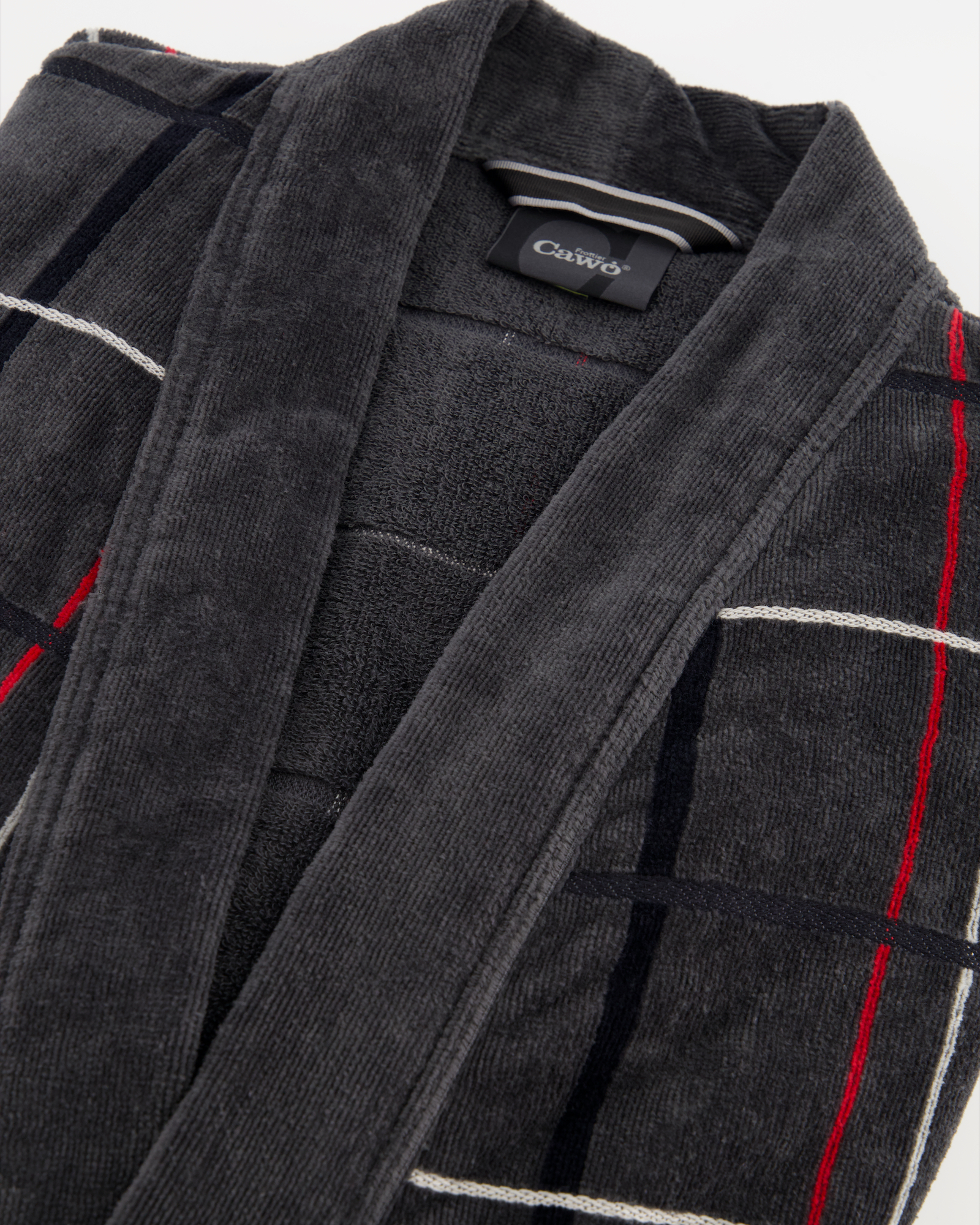 Cawö Bademäntel Herren Kimono Karo 4853 anthrazit-rot - 79