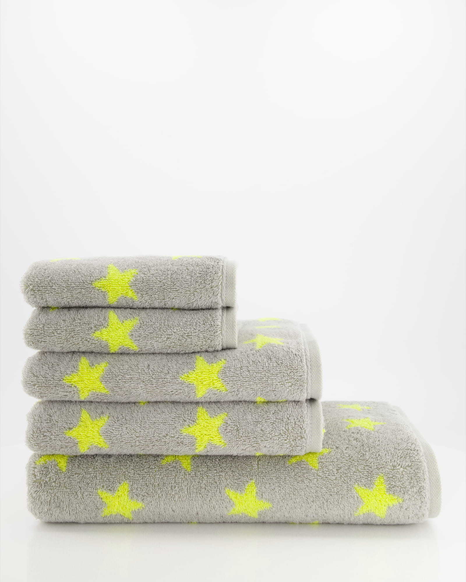 Cawö Handtücher NEW STARS Sterne klein 6261 platin/lime - 75 - Waschhandschuh 16x22 cm