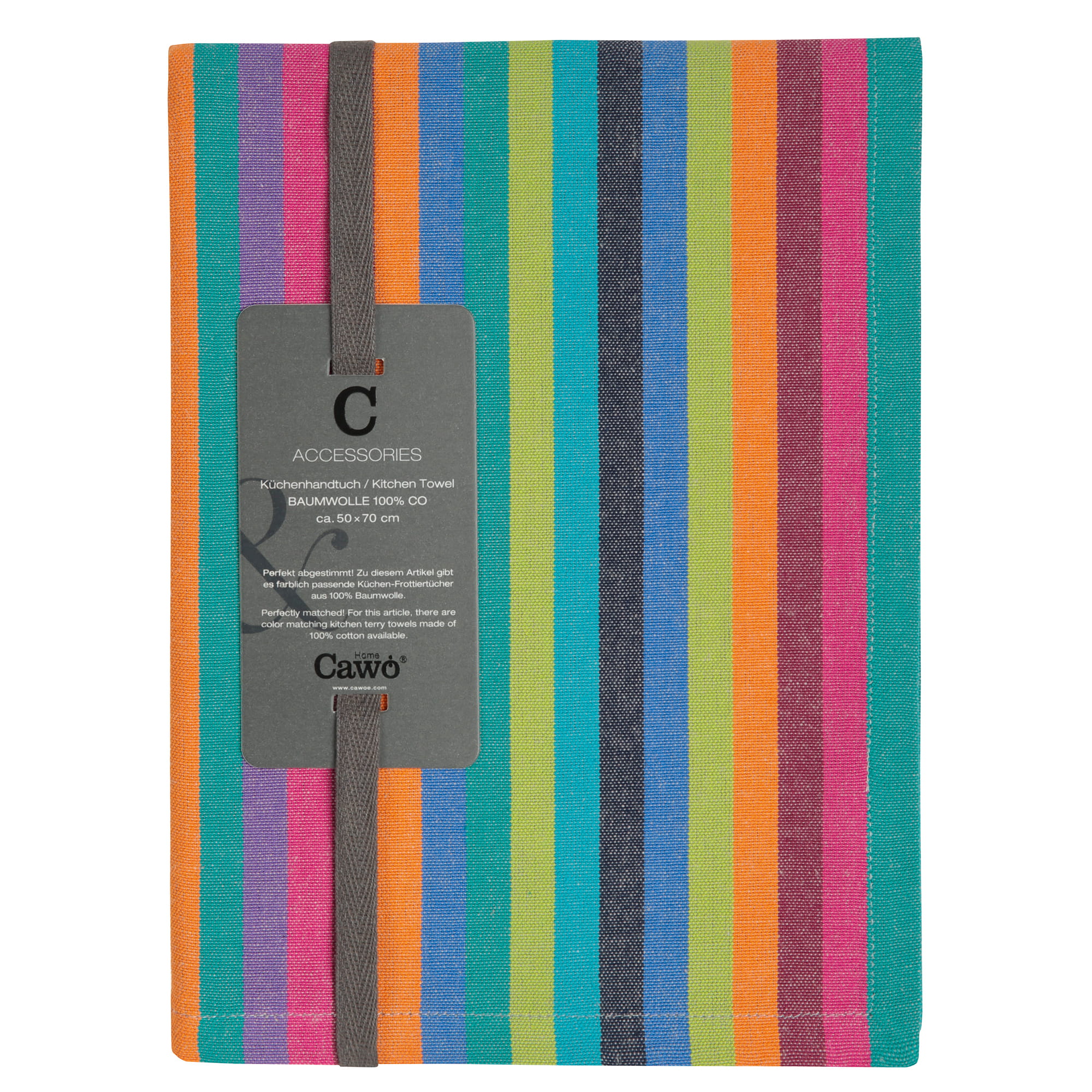 Cawö Home Geschirrtücher Cuisine Lifestyle Streifen 7048 multicolor dunkel - 84 - 50x70 cm