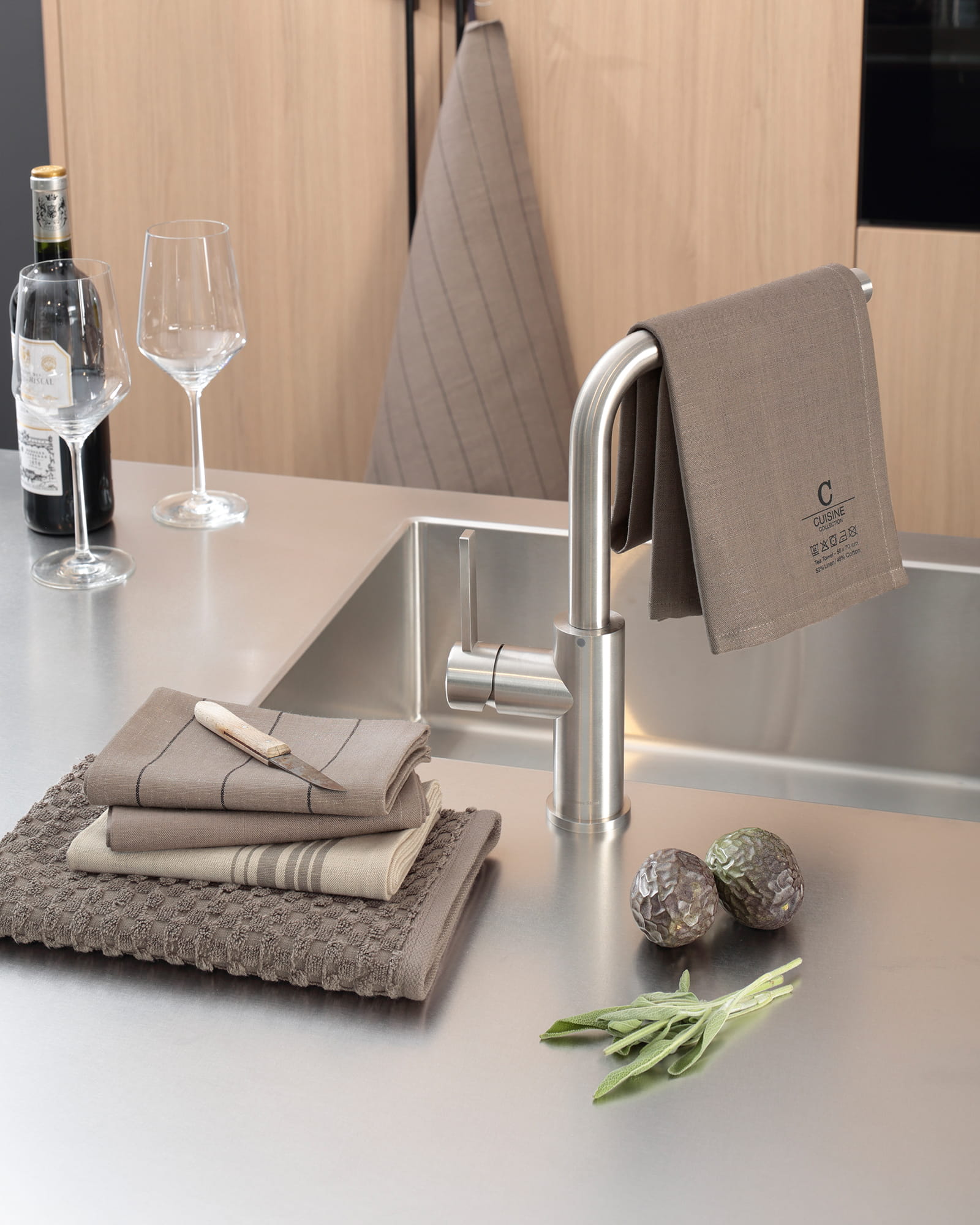 Cawö Home Geschirrtücher Cuisine Nature Uni 531 muskat - 33 - 50x70 cm