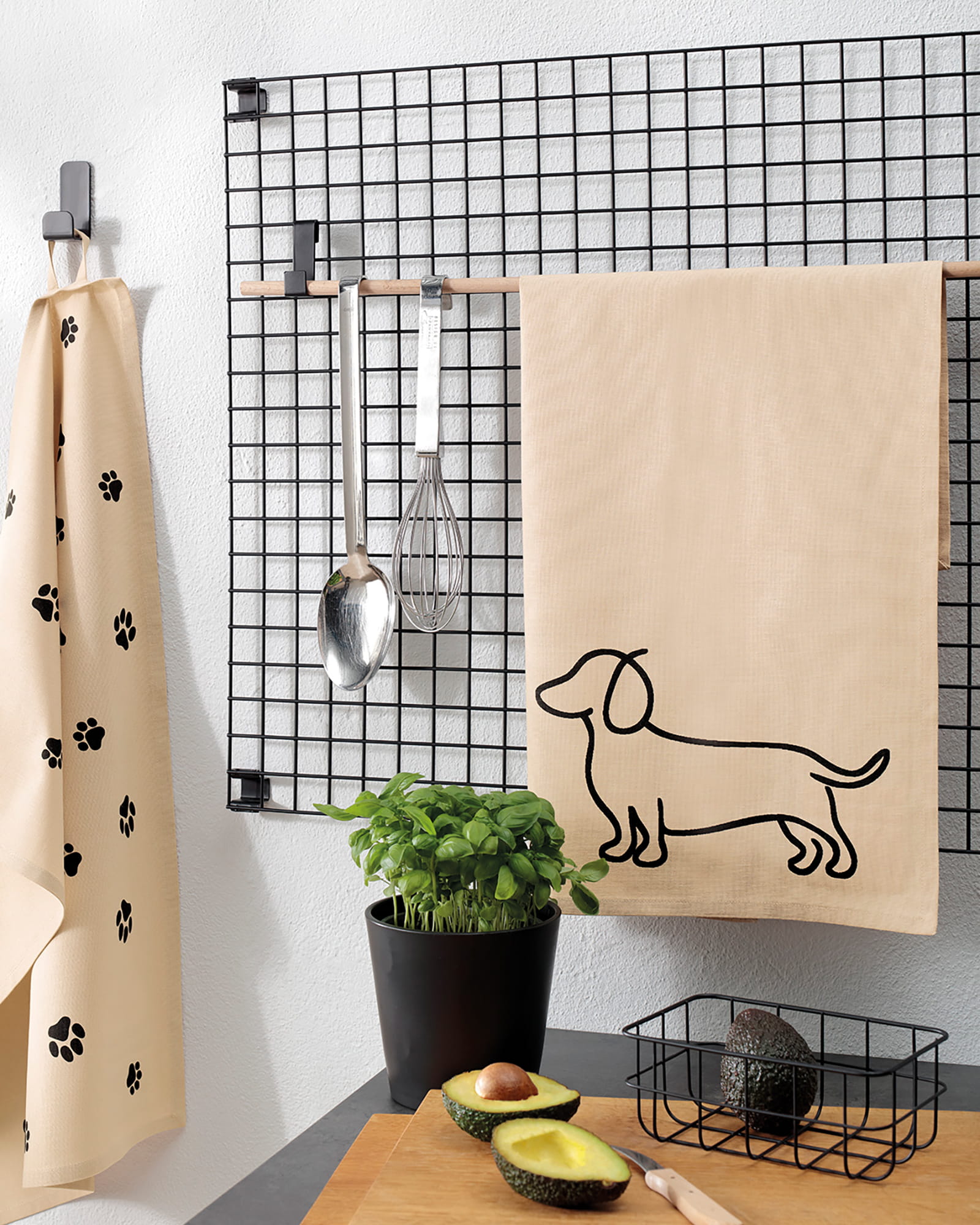 Cawö Home Geschirrtücher Cuisine WE LOVE DOGS Companion 6248 schwarz/beige - 93 - 50x70 cm