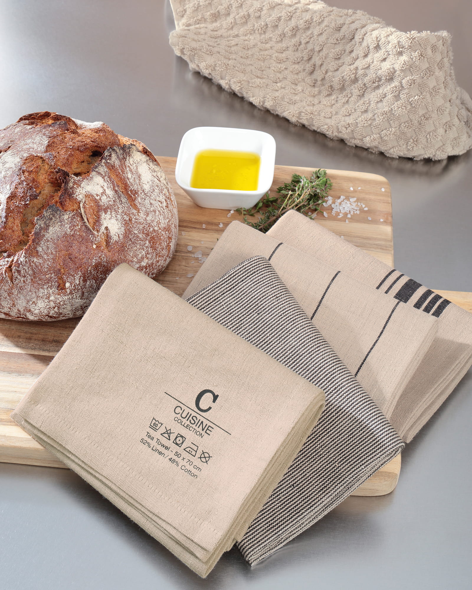 Cawö Home Geschirrtücher Cuisine Nature Streifen 532 leinen - 30 - 50x70 cm