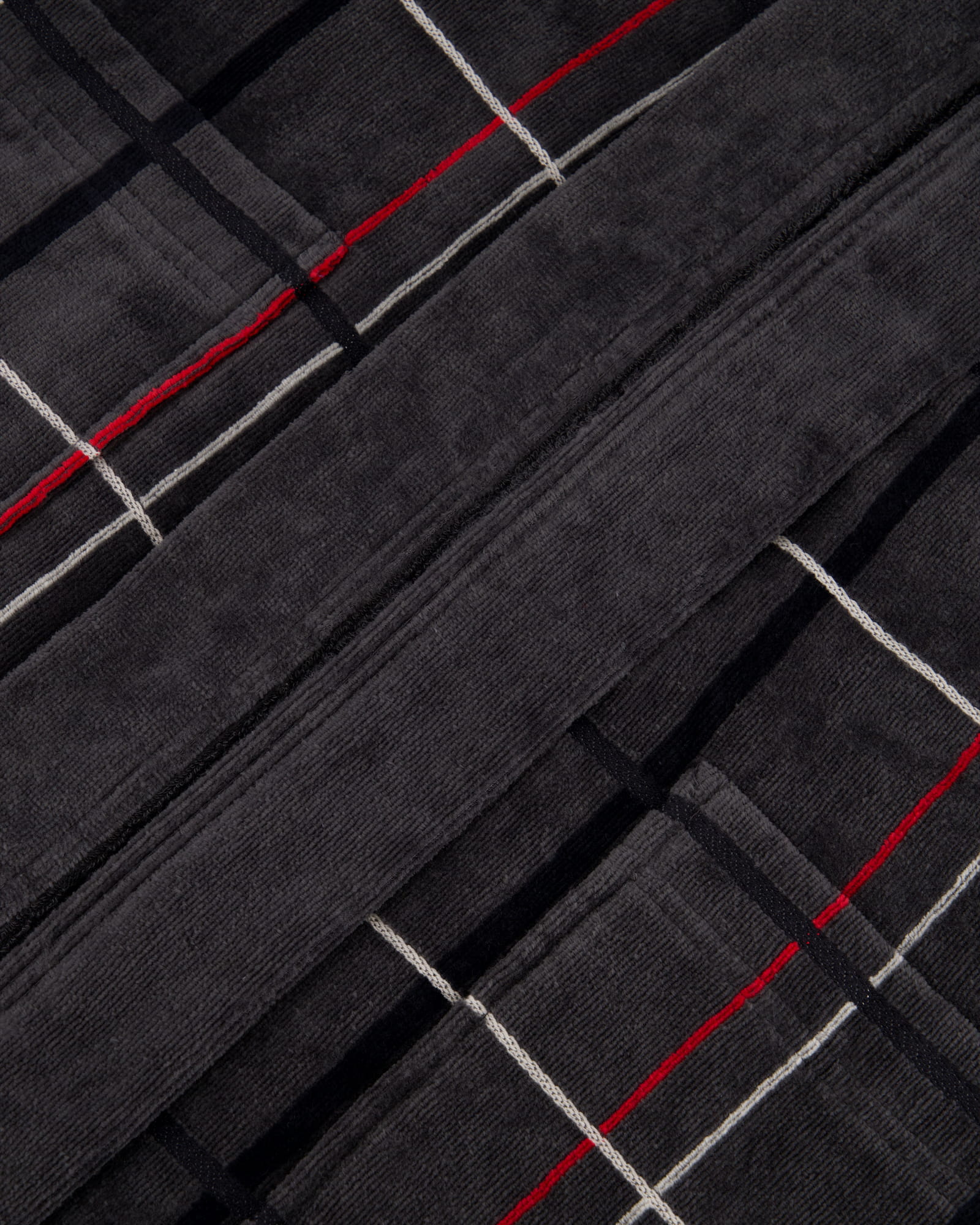 Cawö Bademäntel Herren Kimono Karo 4853 anthrazit-rot - 79