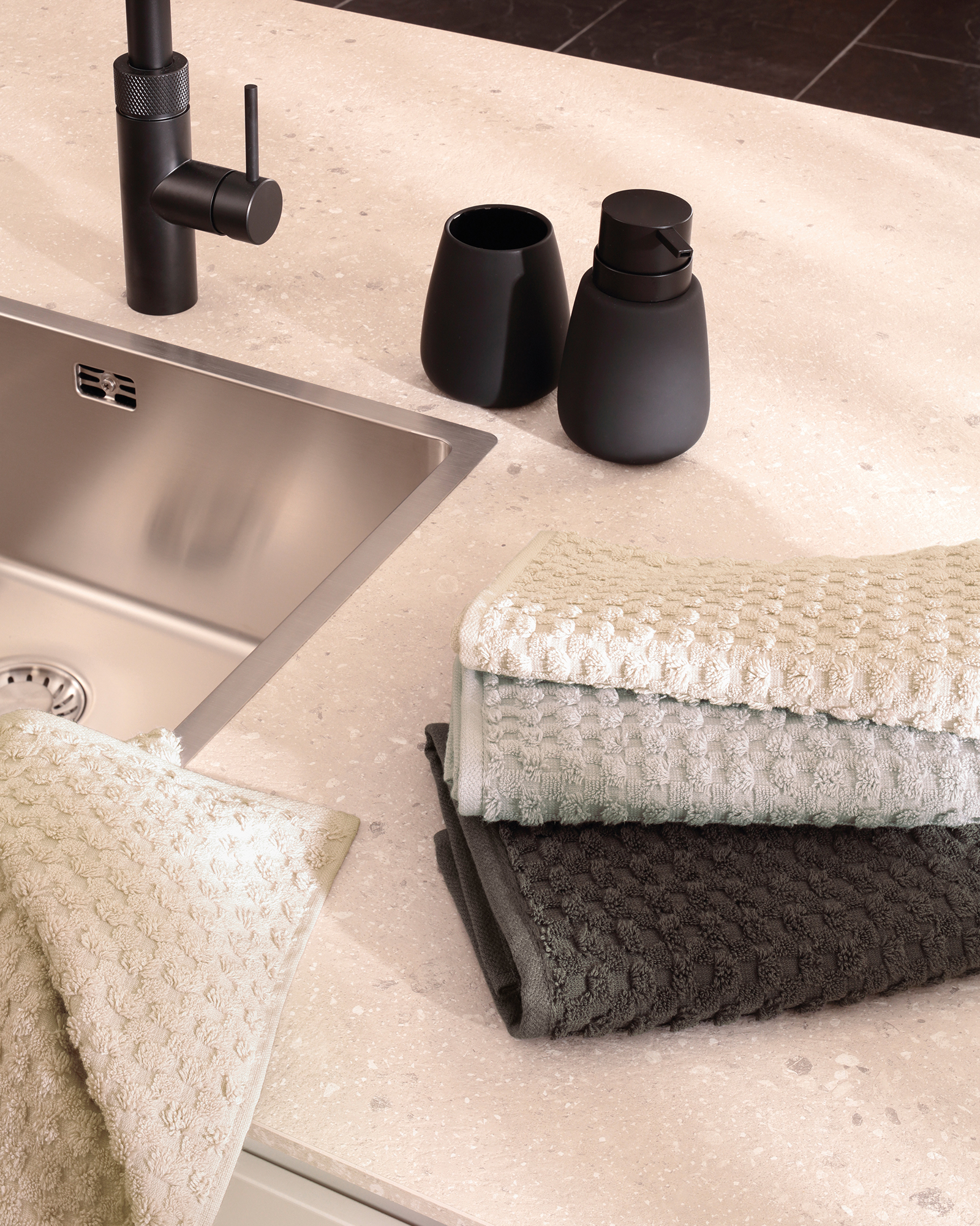 Cawö Küchenhandtücher Cuisine Pro Uni 520 oliv - 497 - 50x50 cm