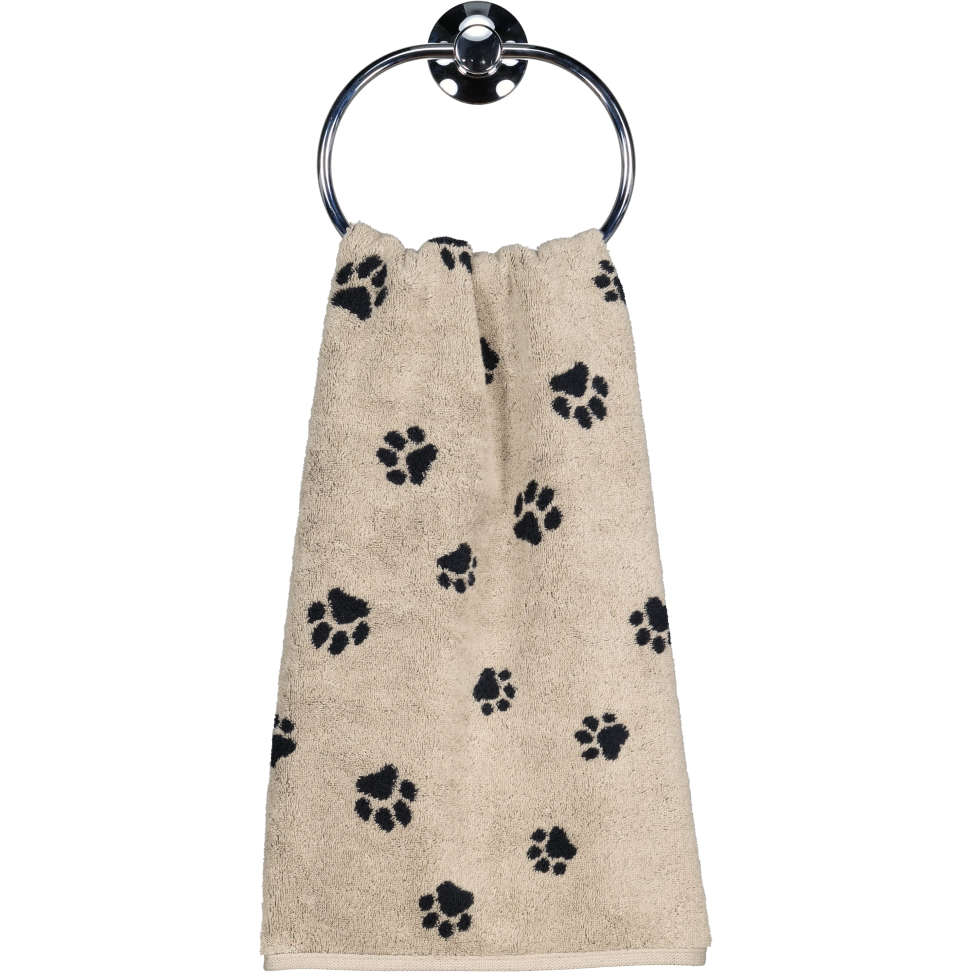 Cawö Handtücher WE LOVE DOGS Paws 6247 Schwarz-Beige - 93 - Handtuch 50x100 cm