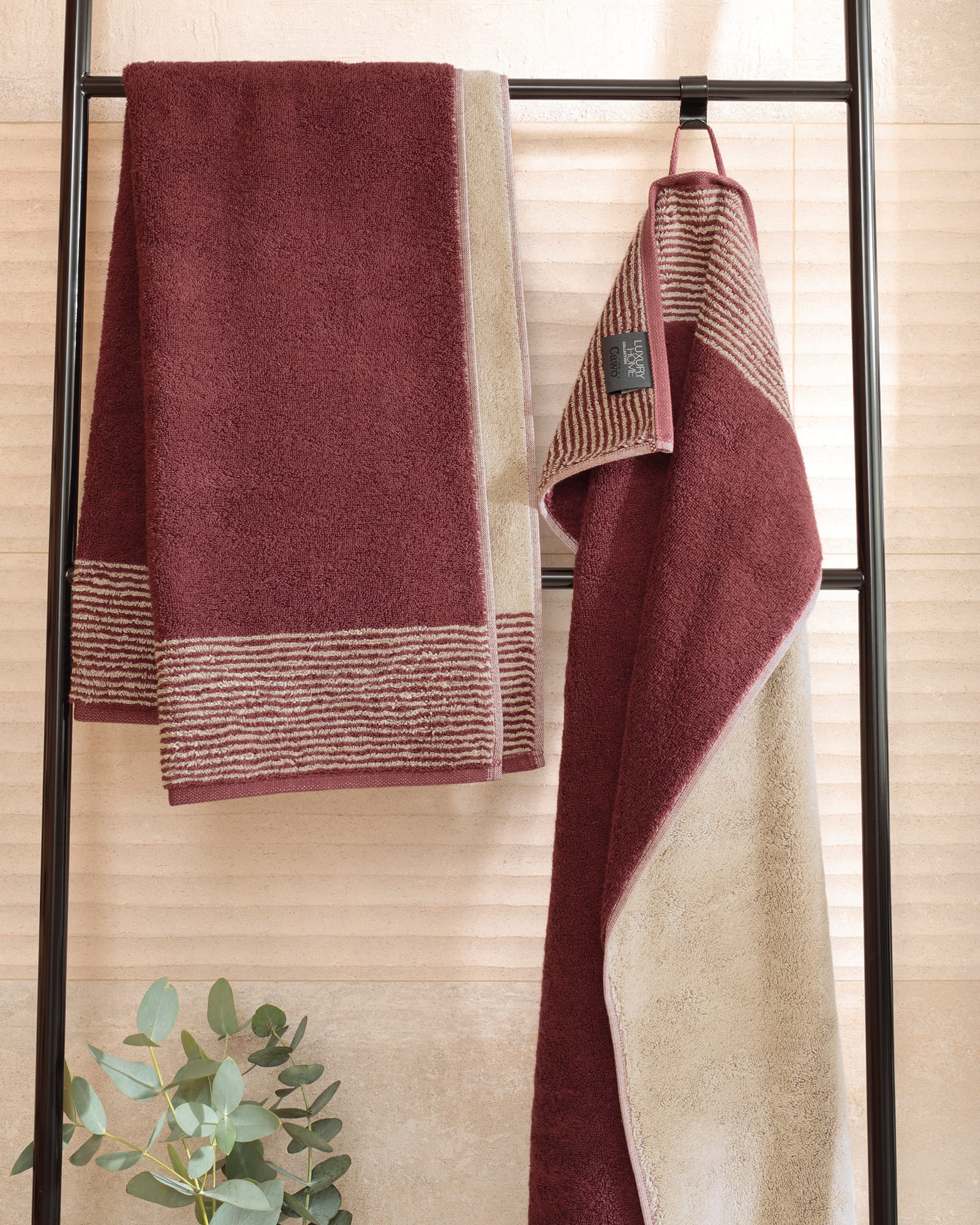 Cawö Handtücher Luxury Home Two-Tone 590 bordeaux - 23 - Waschhandschuh 16x22 cm