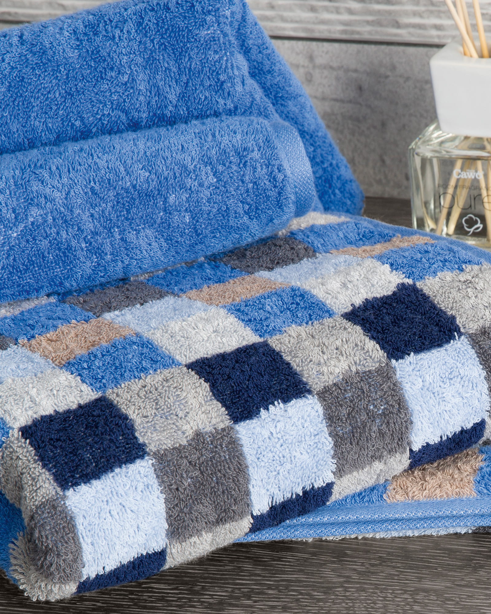 Cawö - Unique Karo 942 - Farbe: saphir - 11 - Handtuch 50x100 cm