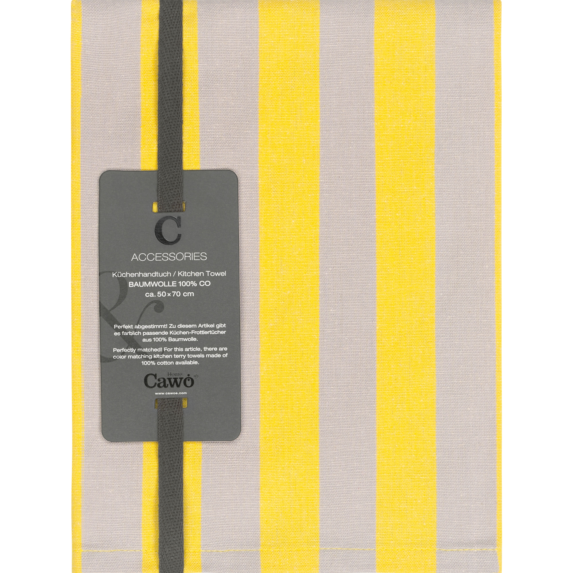 Cawö Home Geschirrtücher Prints & Stripes Streifen 546 stein/gelb - 53 - 50x70 cm