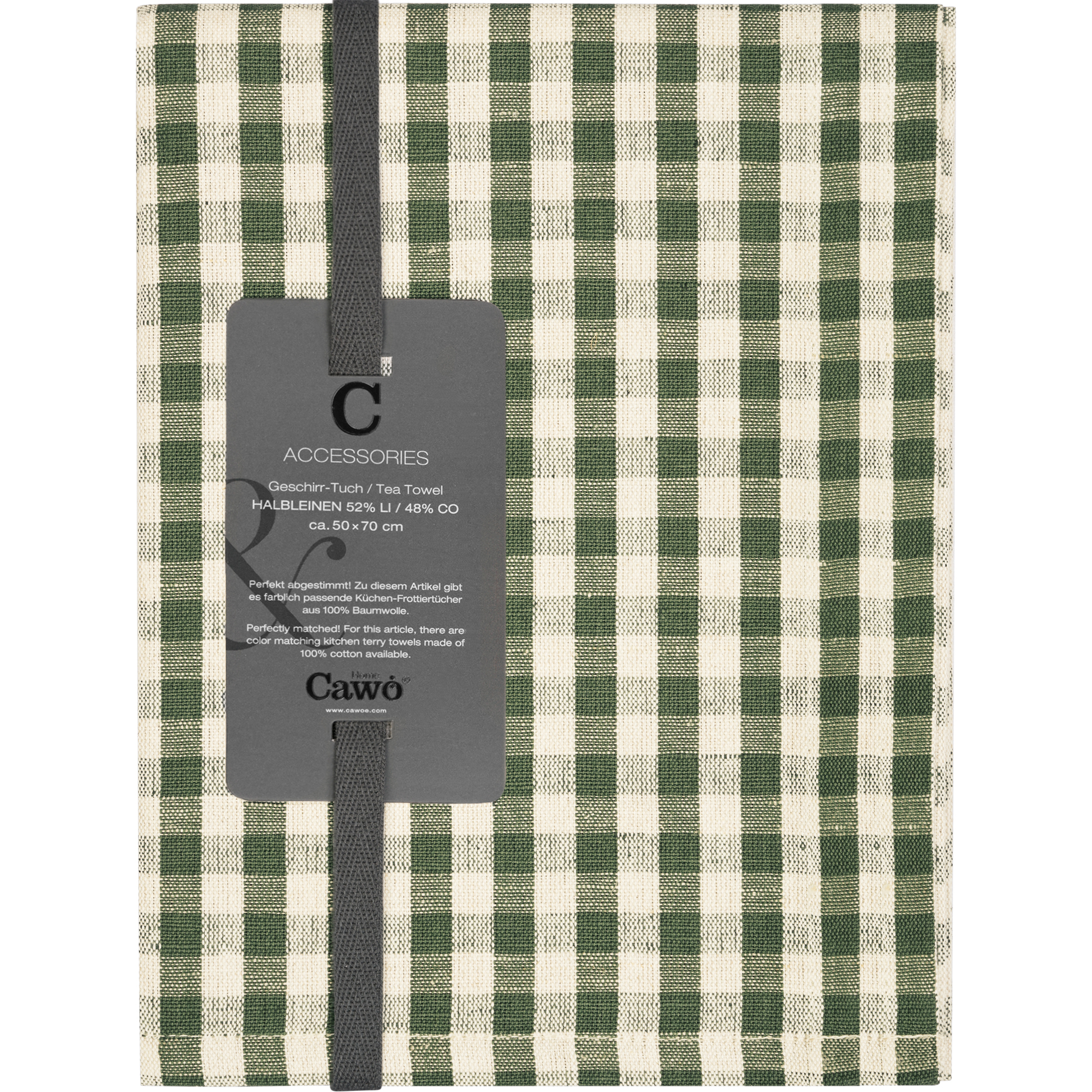 Cawö Home Geschirrtücher Linen Classics Karo 538 oliv - 43 - 50x70 cm