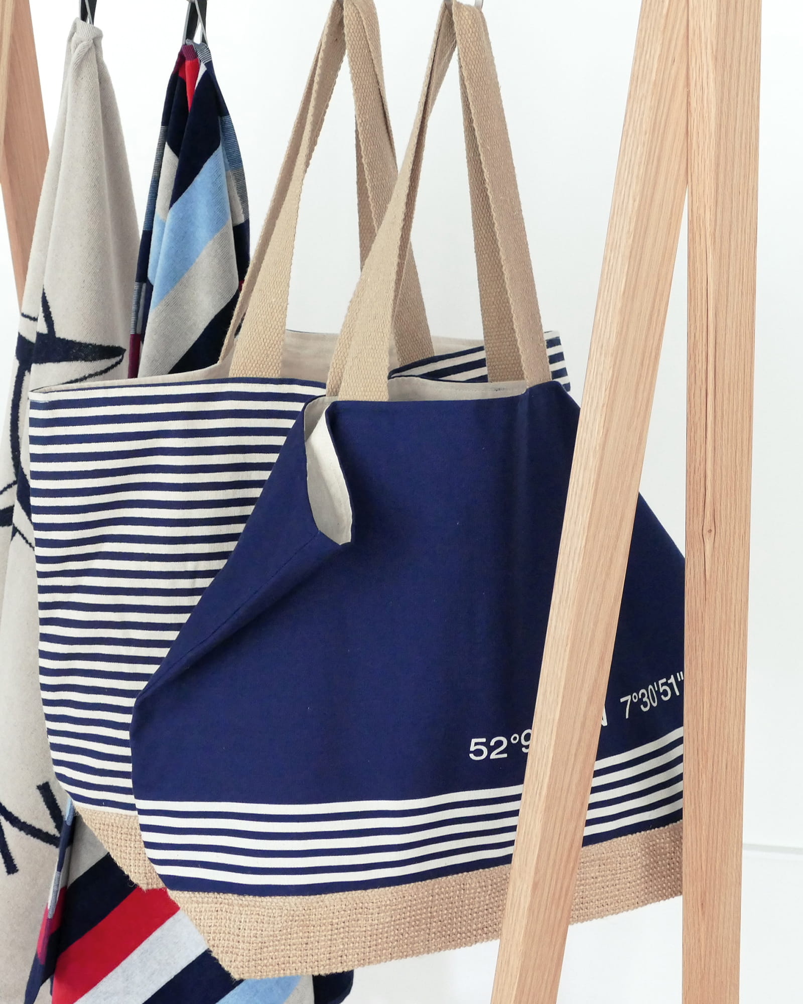 Cawö Beachbags Canvas Streifen 55700 marine - 13 - 40x55 cm