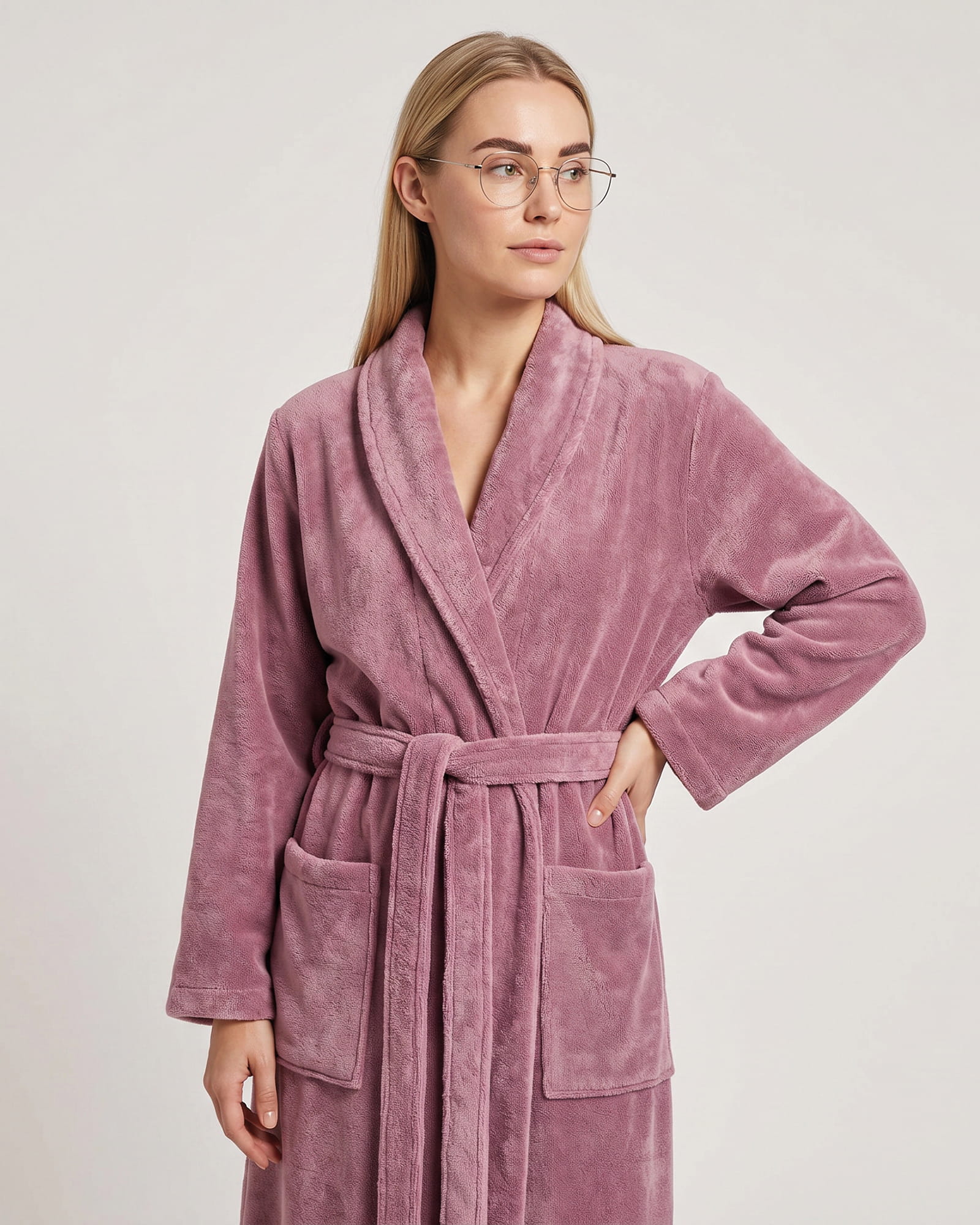 Cawö Home Bademäntel Damen Schalkragen 806 malve - 88