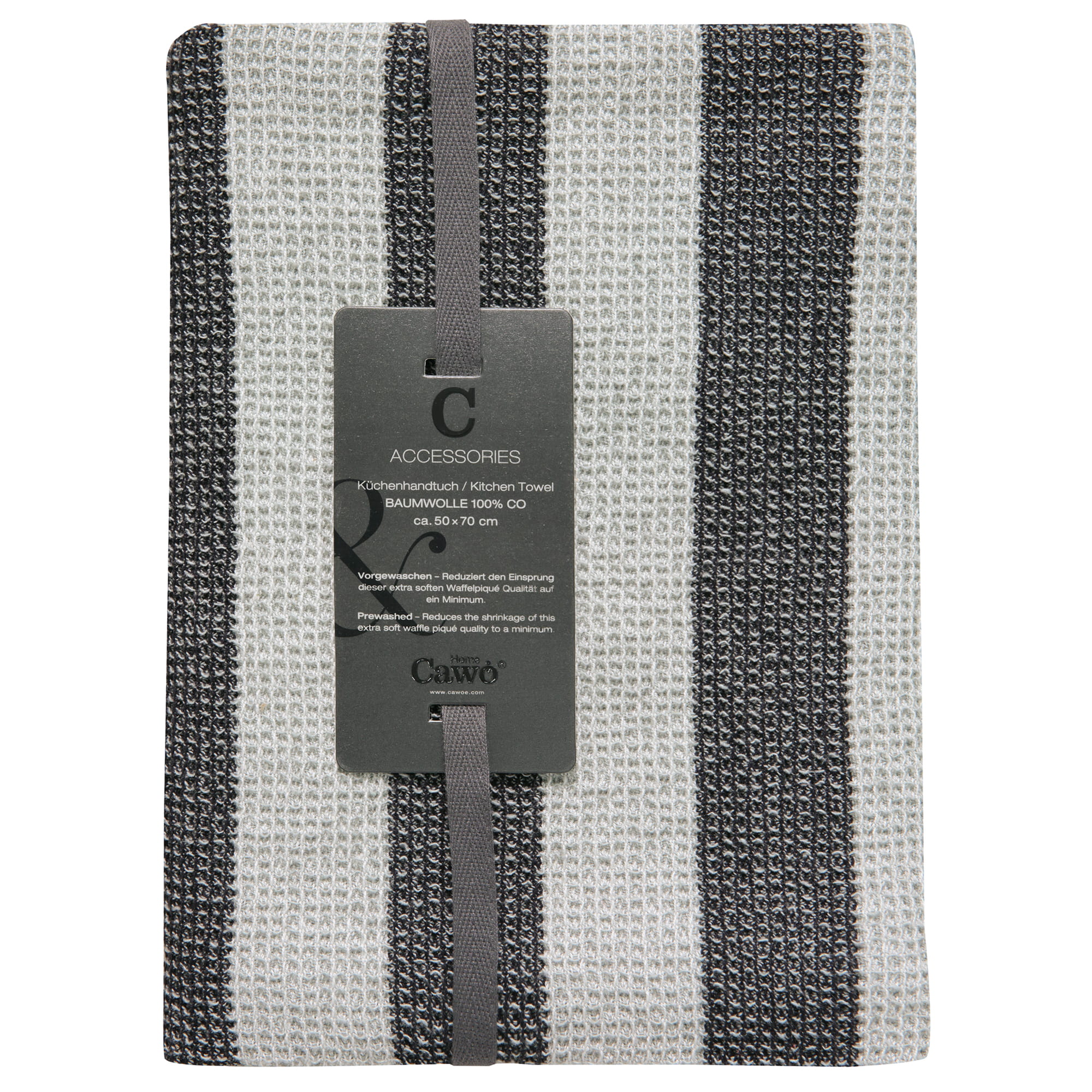 Cawö Küchenhandtücher Cuisine Piqué 536 schwarz/platin - 97 - 50x70 cm