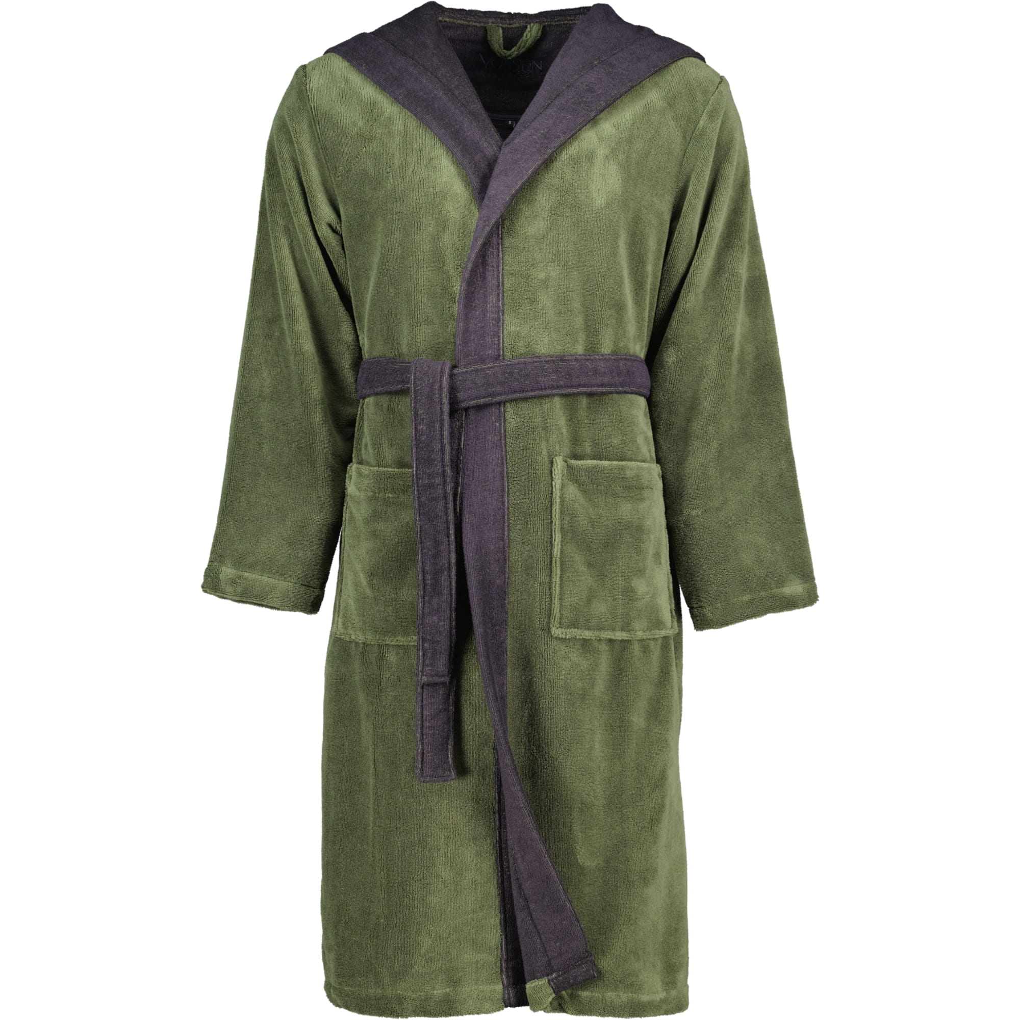 Vossen Bademäntel unisex Kapuze Poppy mud green/anthrazit - 0032 - XS