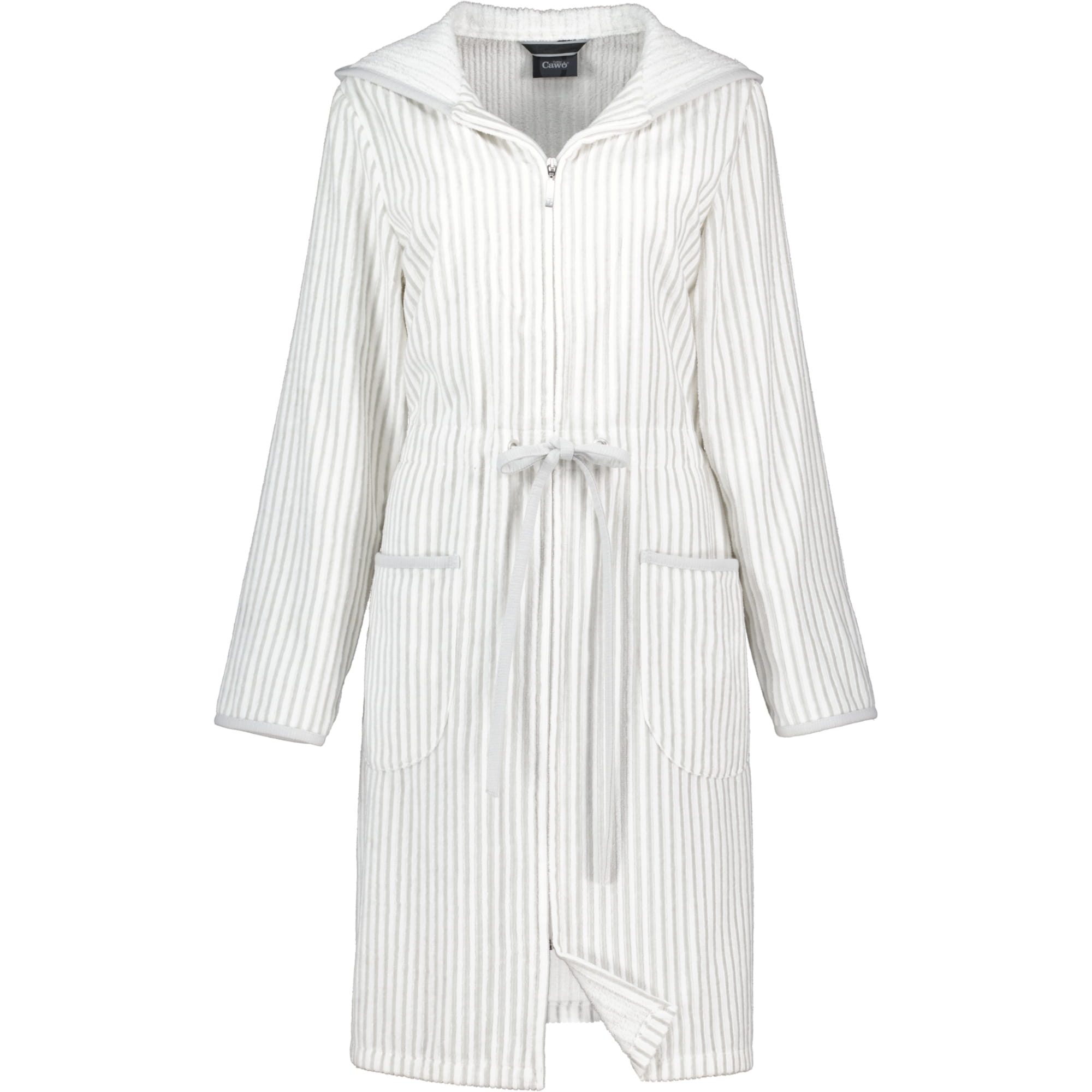 Cawö Bademäntel Damen Reißverschluss 6416 weiss-silber - 76