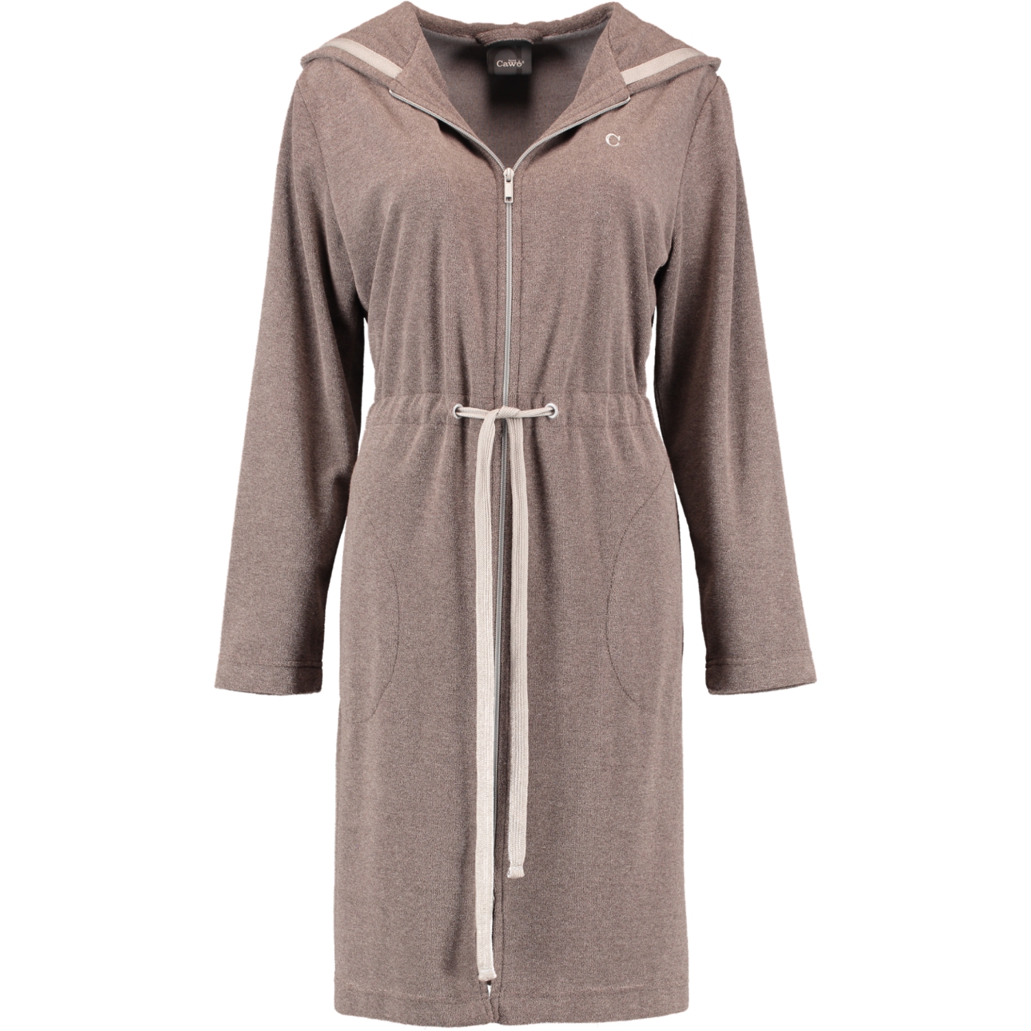 Cawö Home Active Damen Kurzmantel Kapuze TG RV 821 - Farbe: mocca-stein - 37