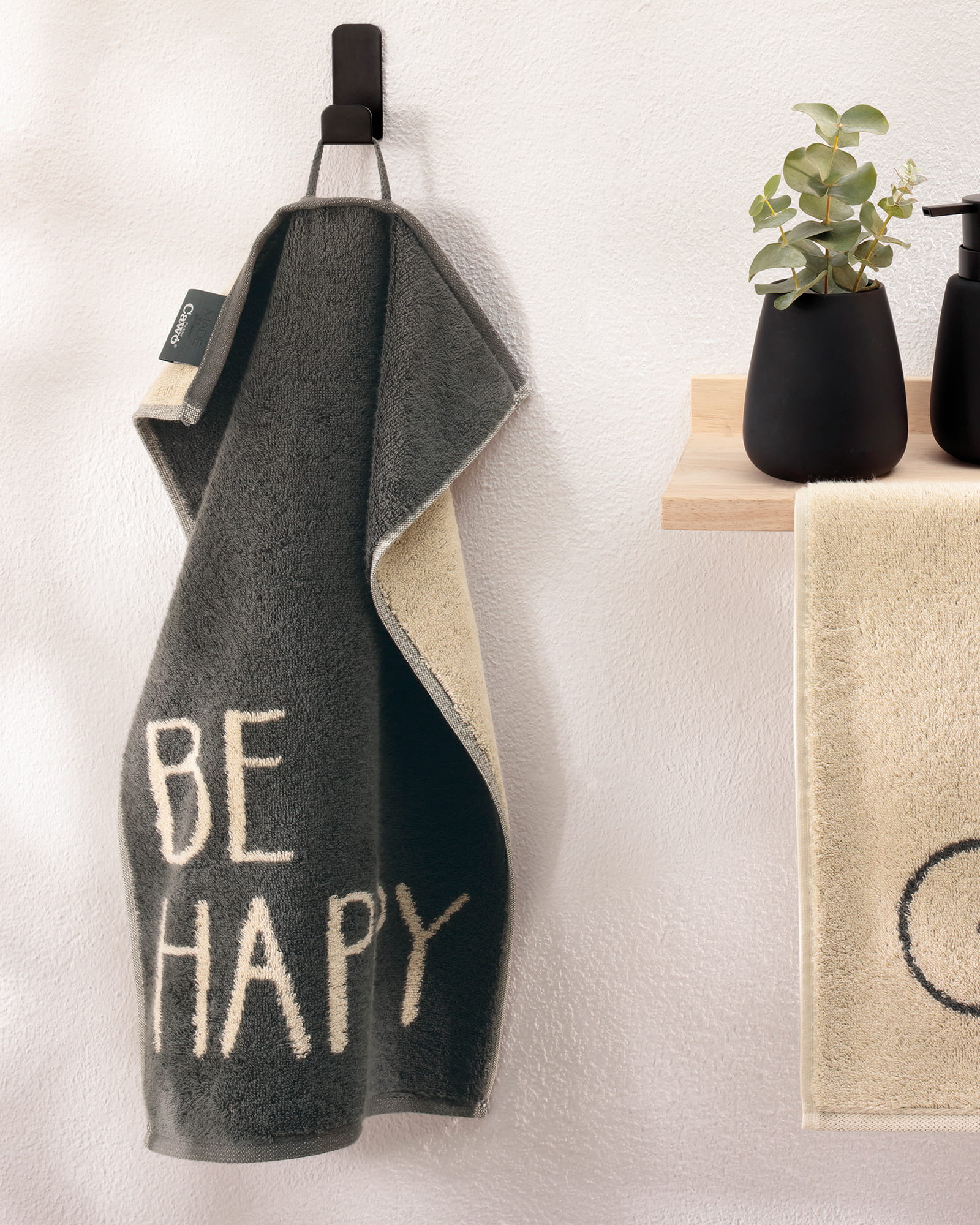 Cawö Gästetücher Postcard Towels Edition 100 BE HAPPY - 18 - Gästetuch 30x50 cm