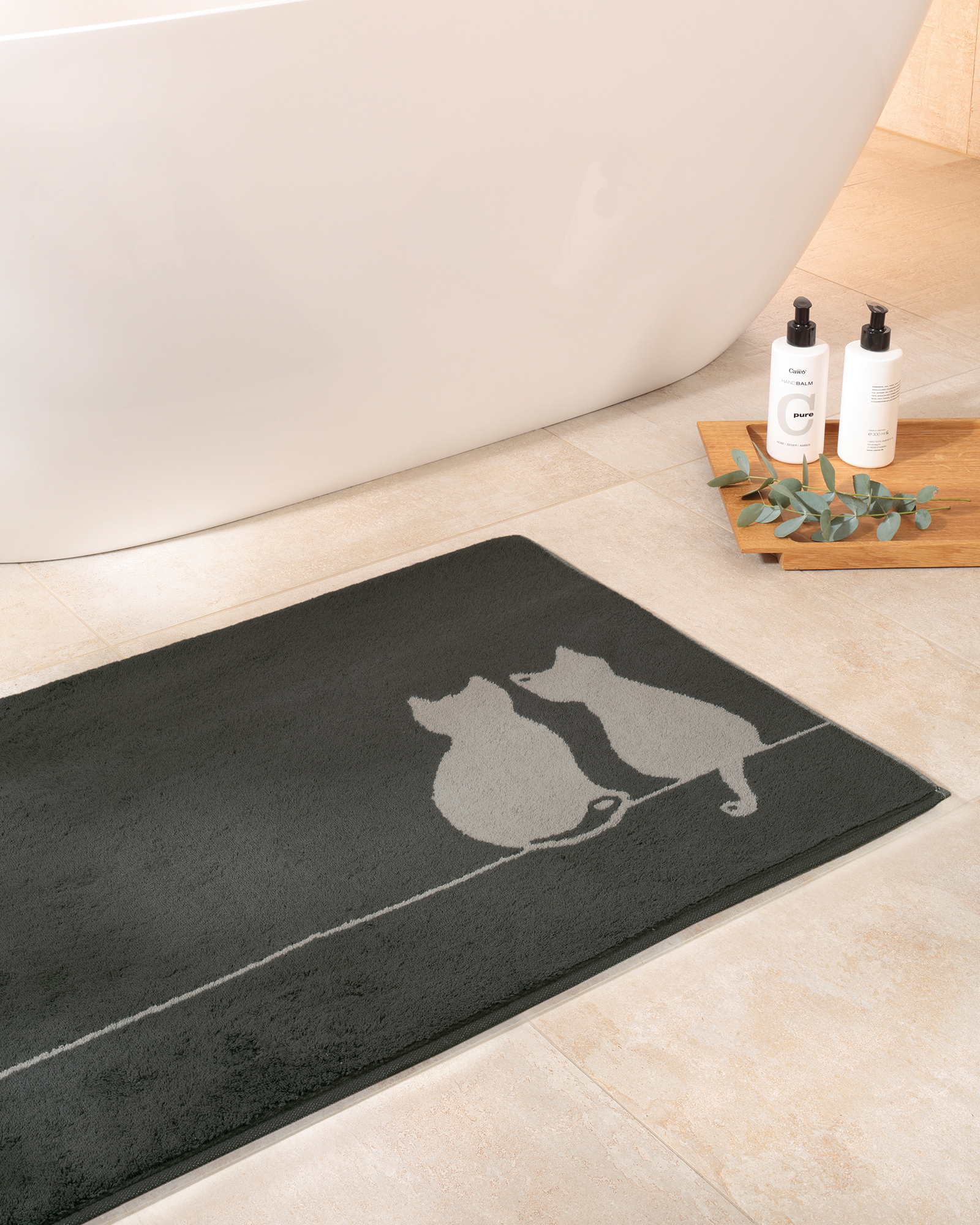 Cawö Badematten CUTE CATS You & Me 6263 platin/weiß - 76 - 50x80 cm