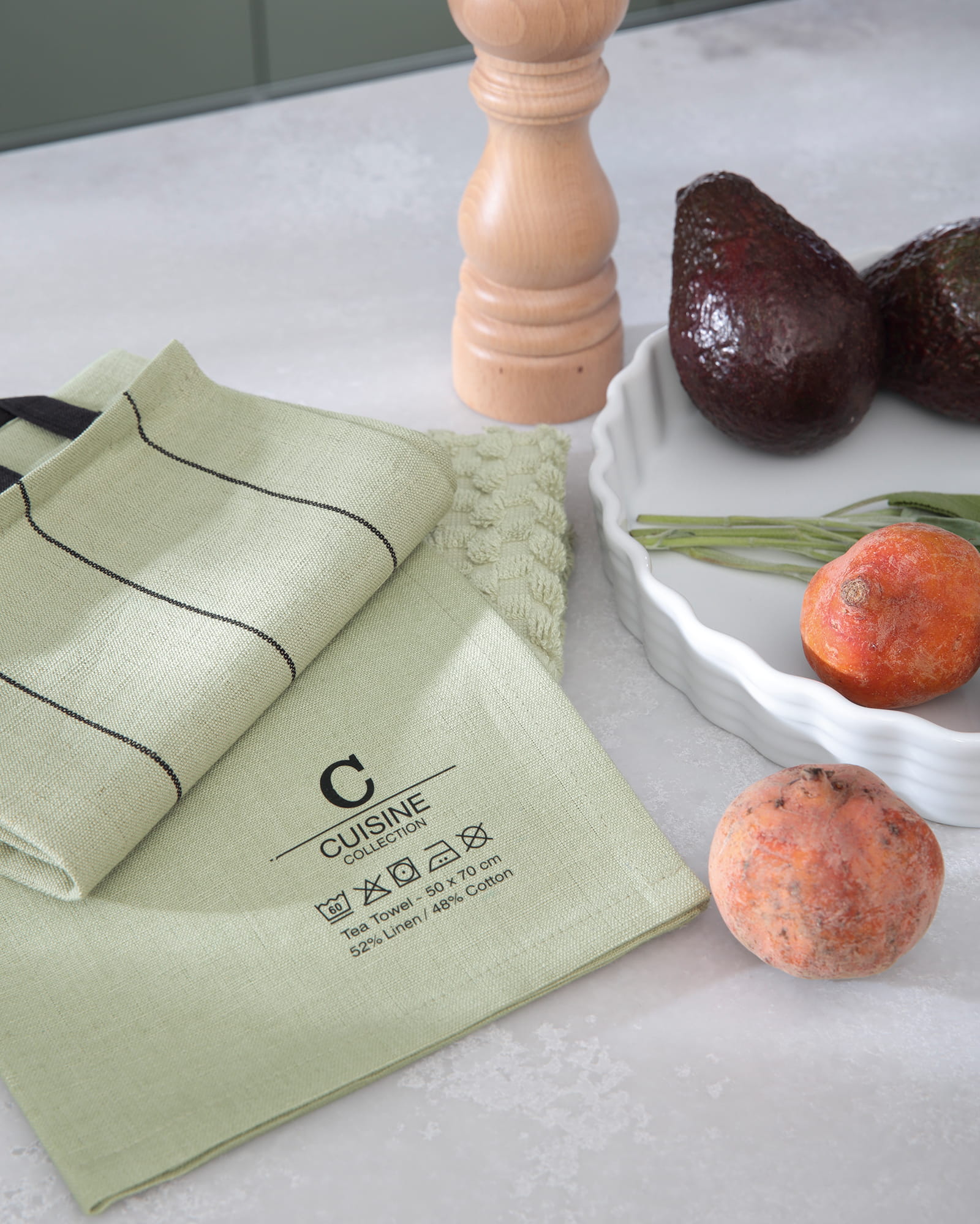 Cawö Home Geschirrtücher Cuisine Nature Akzent 533 wasabi - 40 - 50x70 cm