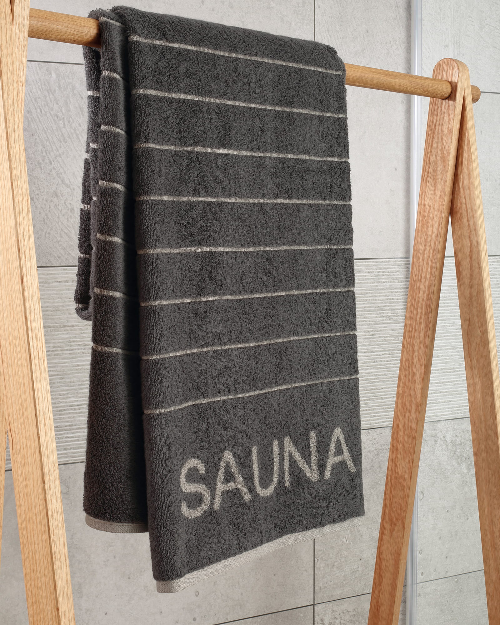 Cawö Saunatücher Balance Doubleface 6237 anthrazit - 73 - 80x200 cm
