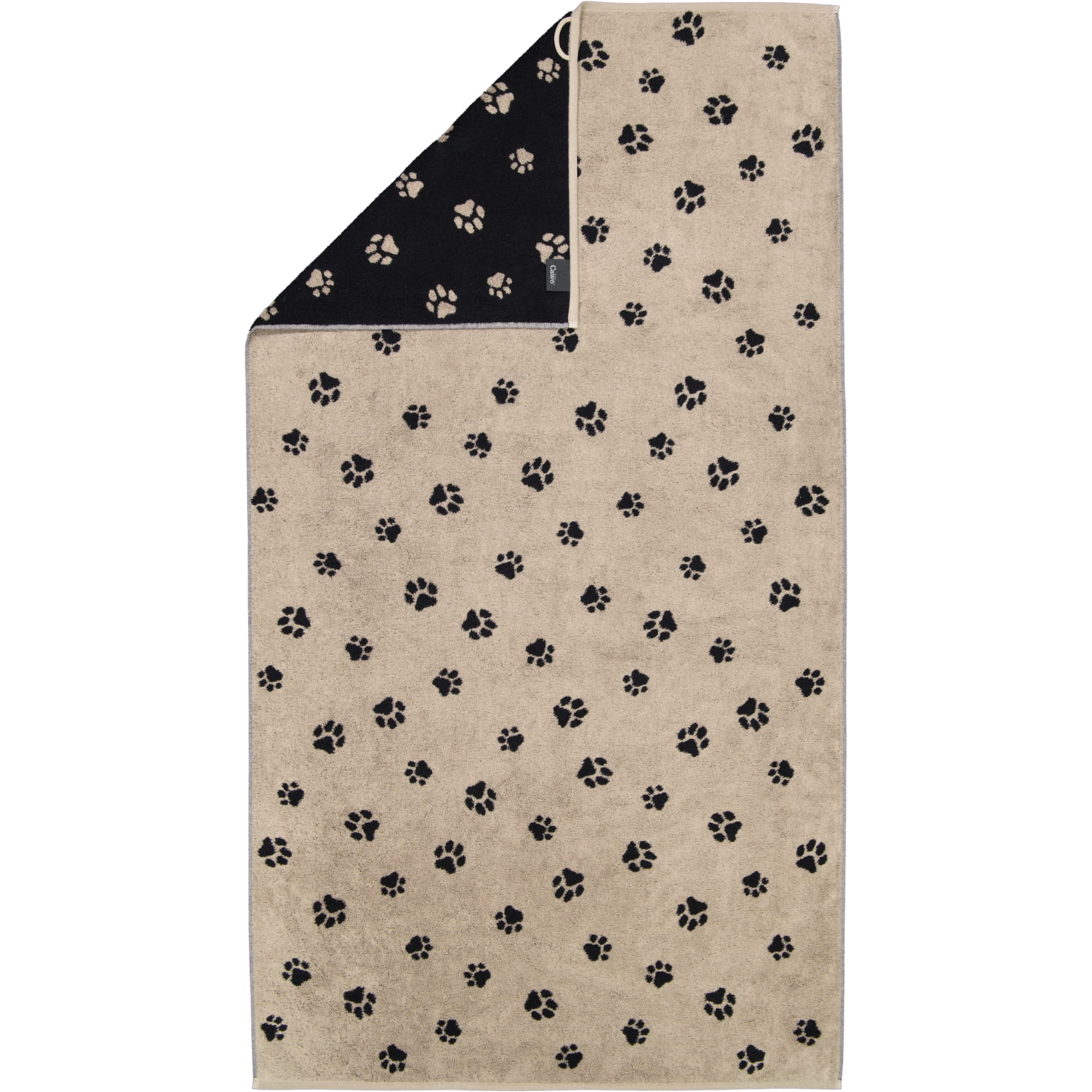 Cawö Handtücher WE LOVE DOGS Paws 6247 Schwarz-Beige - 93 - Duschtuch 80x150 cm