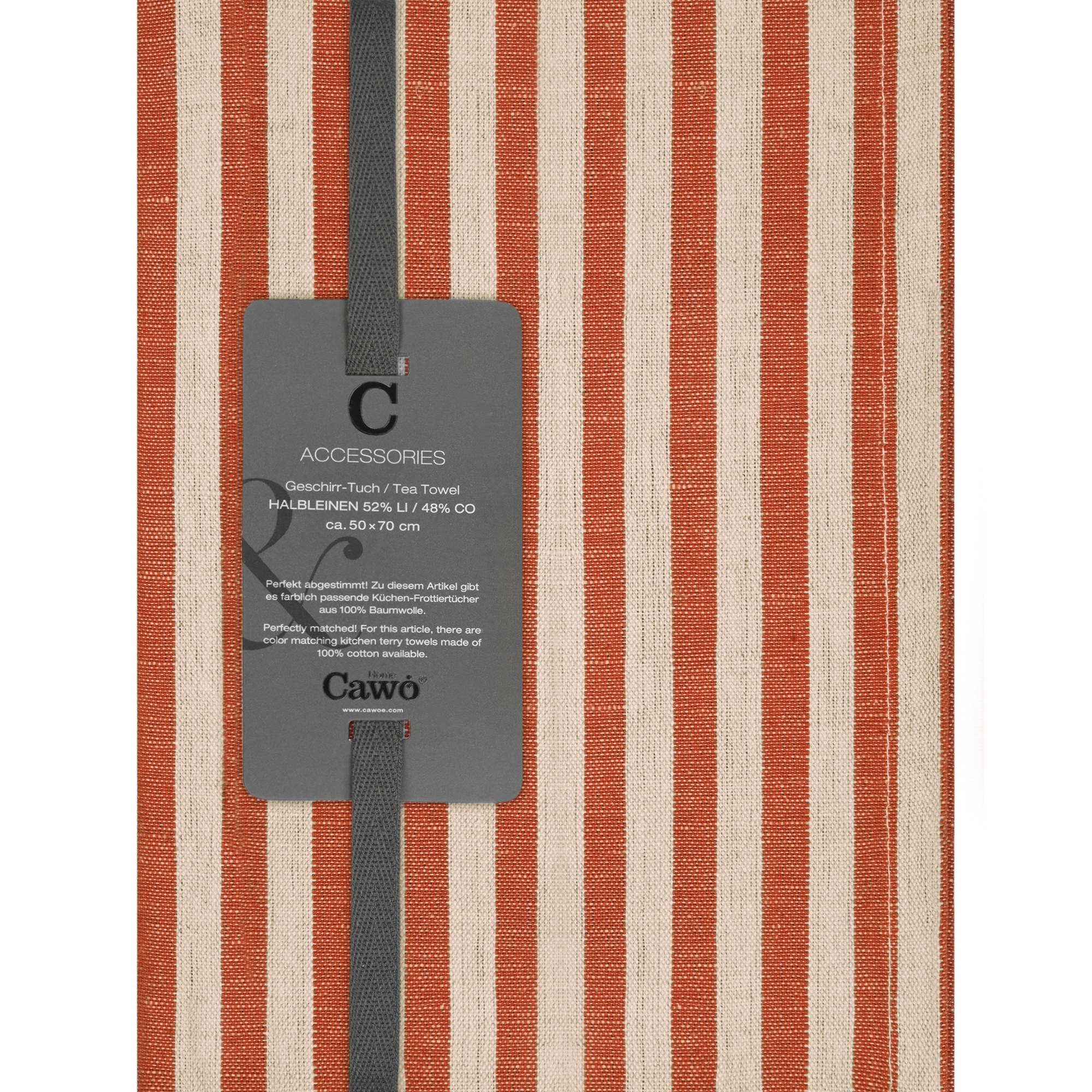 Cawö Home Geschirrtücher Linen Classics Streifen 537 kupfer - 30 - 50x70 cm