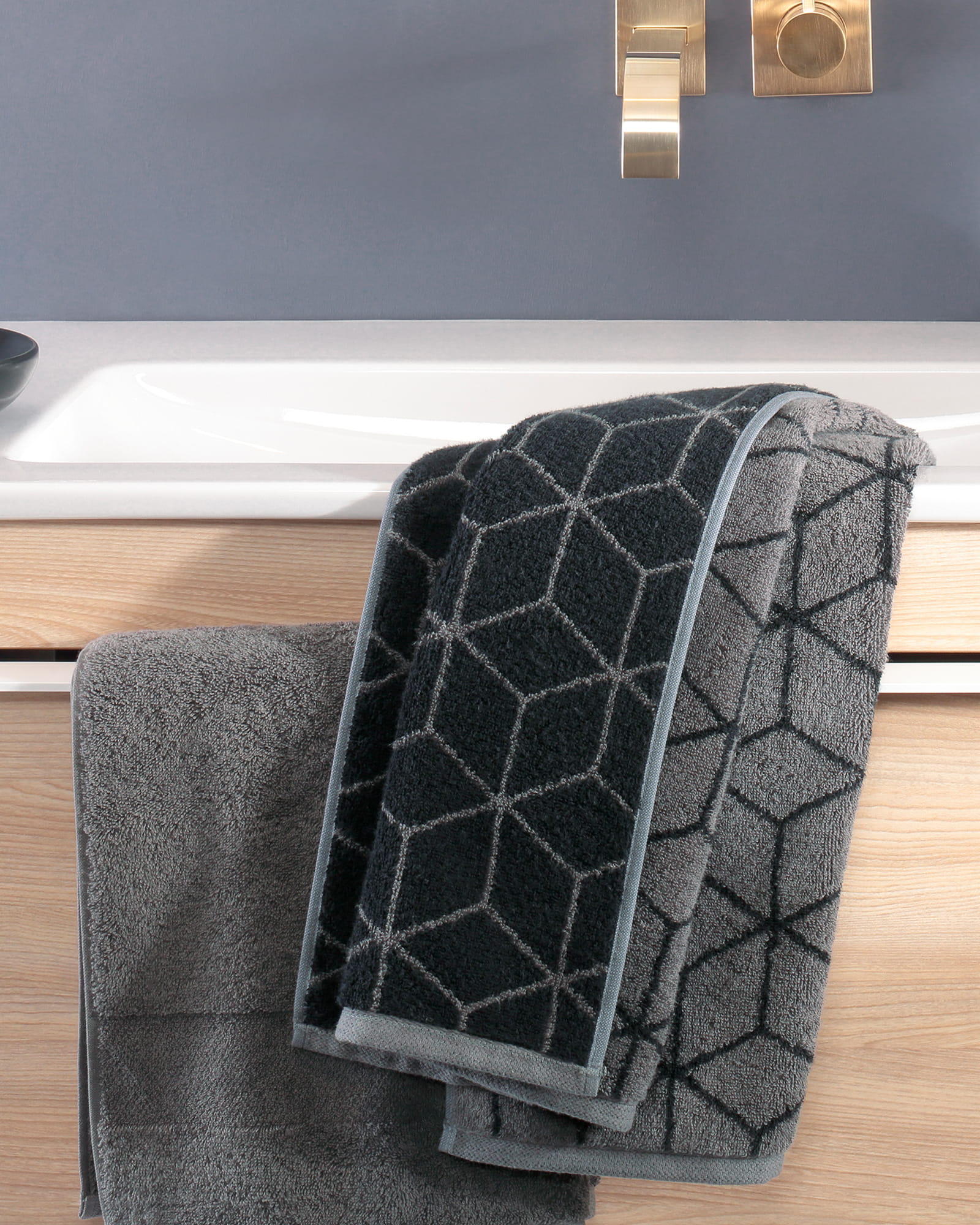 Villeroy & Boch Handtücher Coordinates Carré 2557 - Farbe: graphite - 79 - Handtuch 50x100 cm