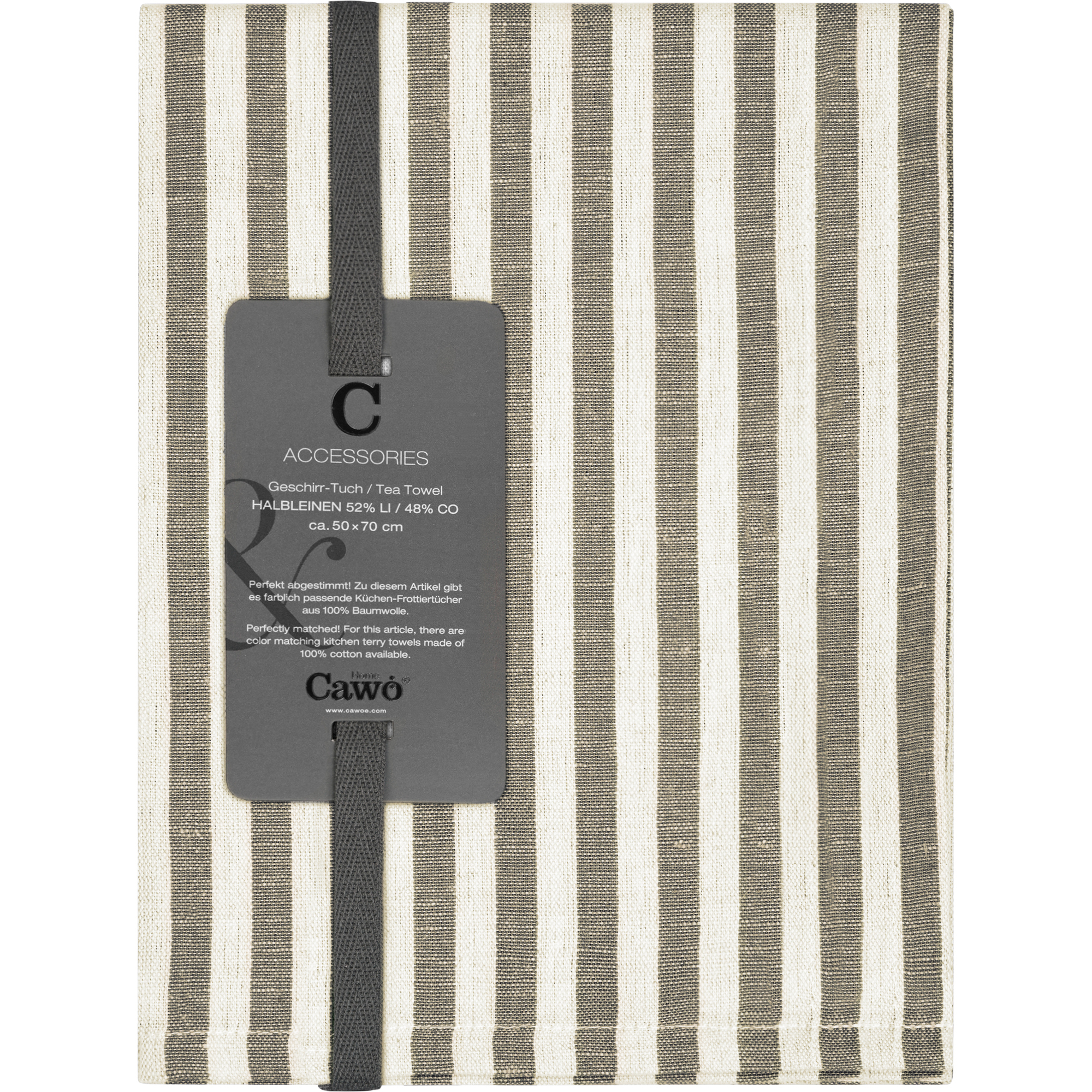 Cawö Home Geschirrtücher Linen Classics Streifen 537 metal - 73 - 50x70 cm