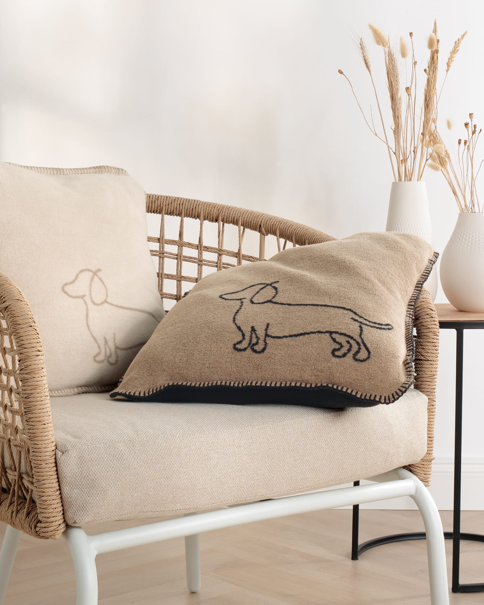 elegante Kissenbezüge WE LOVE DOGS Companion 24542 Schwarz-Beige - 9 - Kissen 40x80 cm