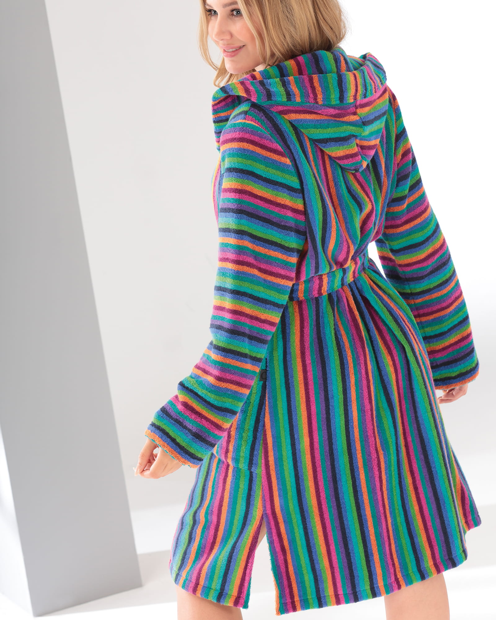 Cawö - Damen Kurzmantel Walkfrottier - Kapuze 7049 - Farbe: 84 - multicolor