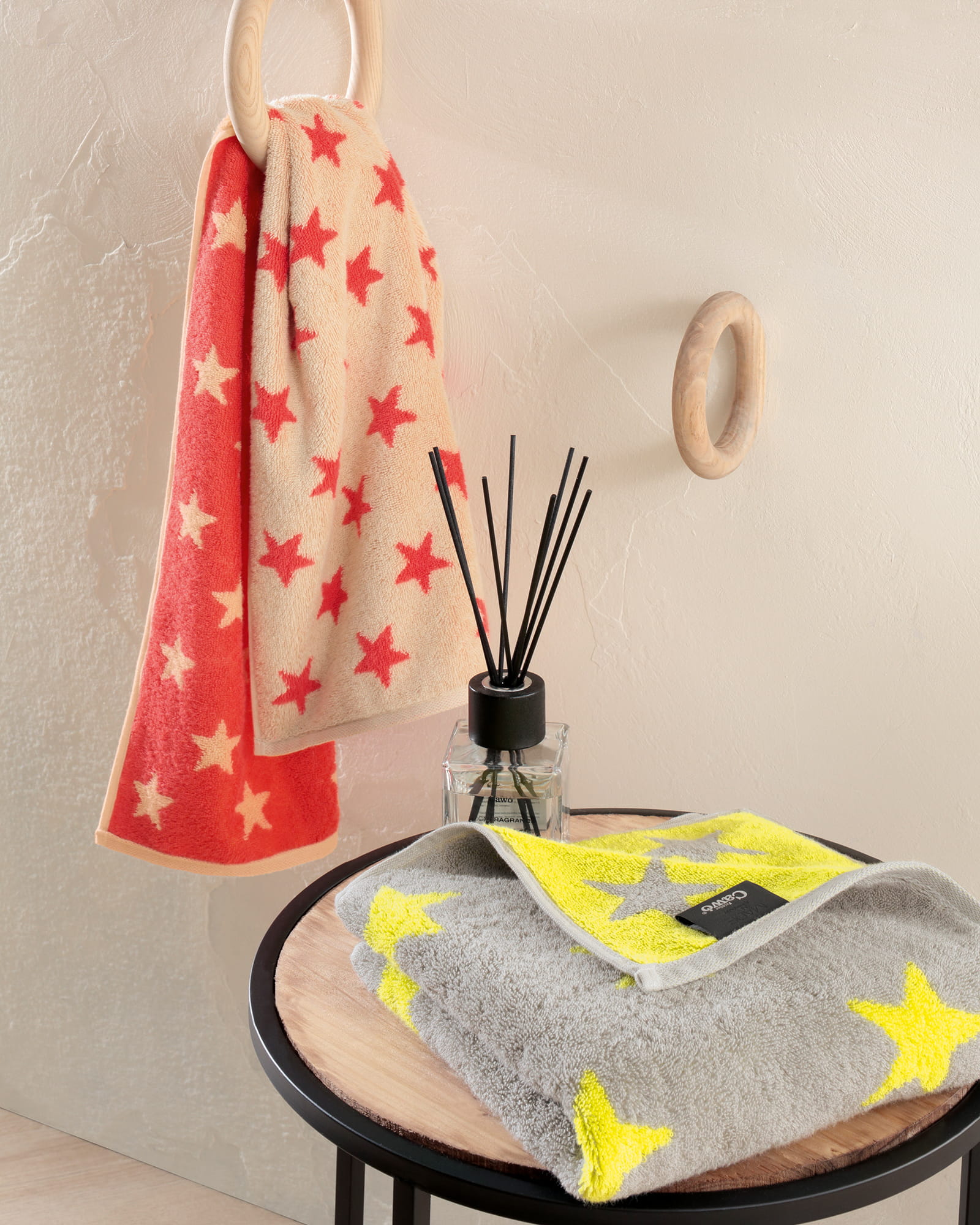 Cawö Handtücher NEW STARS Sterne klein 6261 platin/lime - 75 - Waschhandschuh 16x22 cm