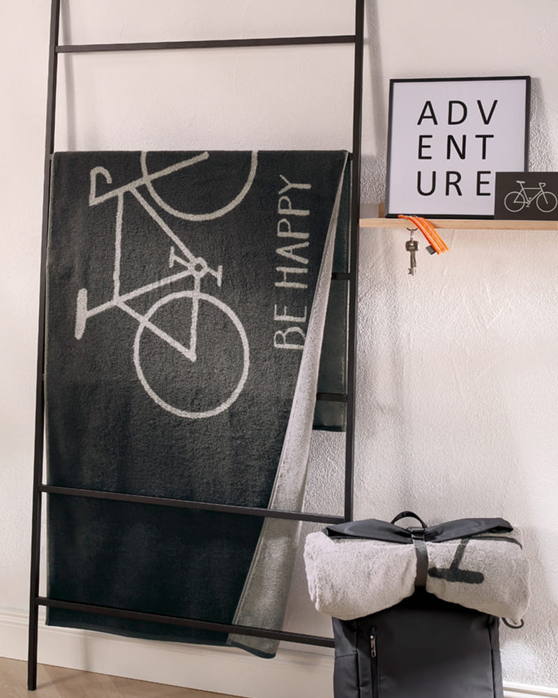 Cawö Saunatücher TRAVEL Velo Fahrrad 6287 basalt - 77 - Saunatuch 70x180 cm
