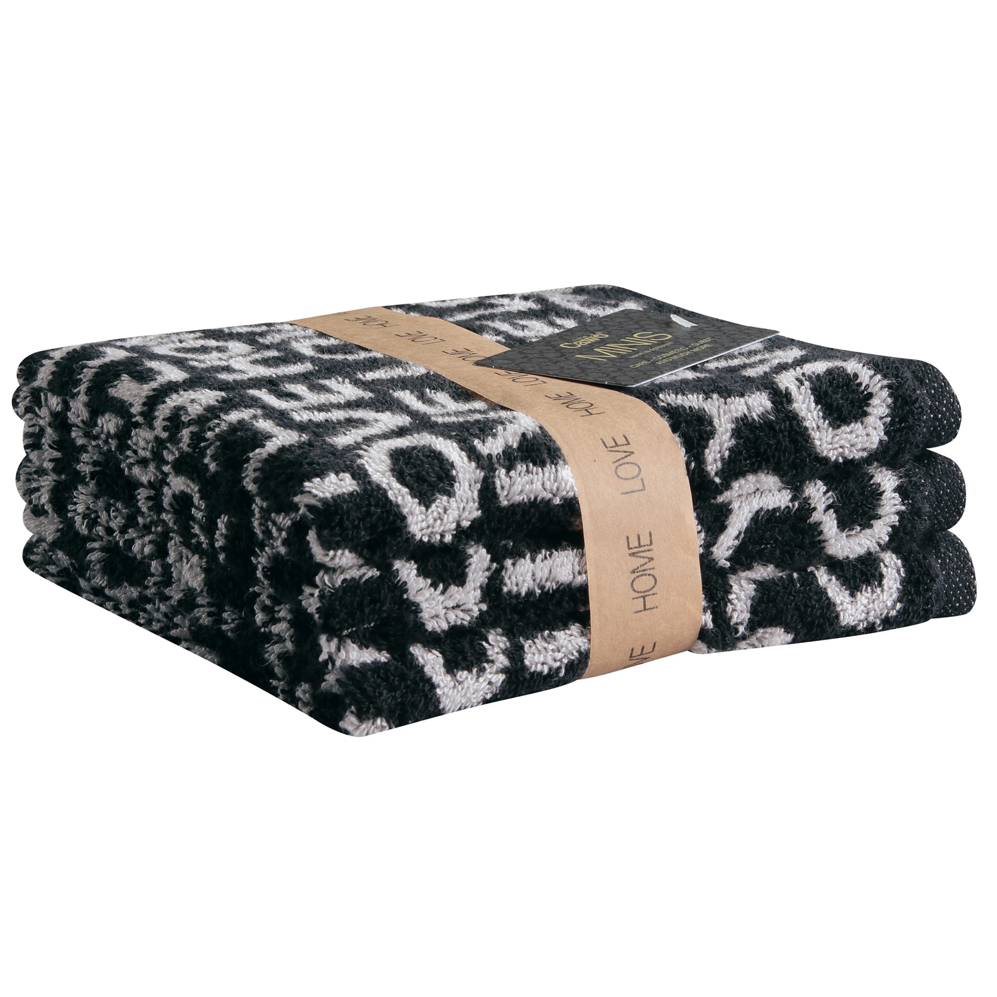 Cawö Seiftücher Minis Allover 9908 3er Set schwarz - 97 - 30x30 cm