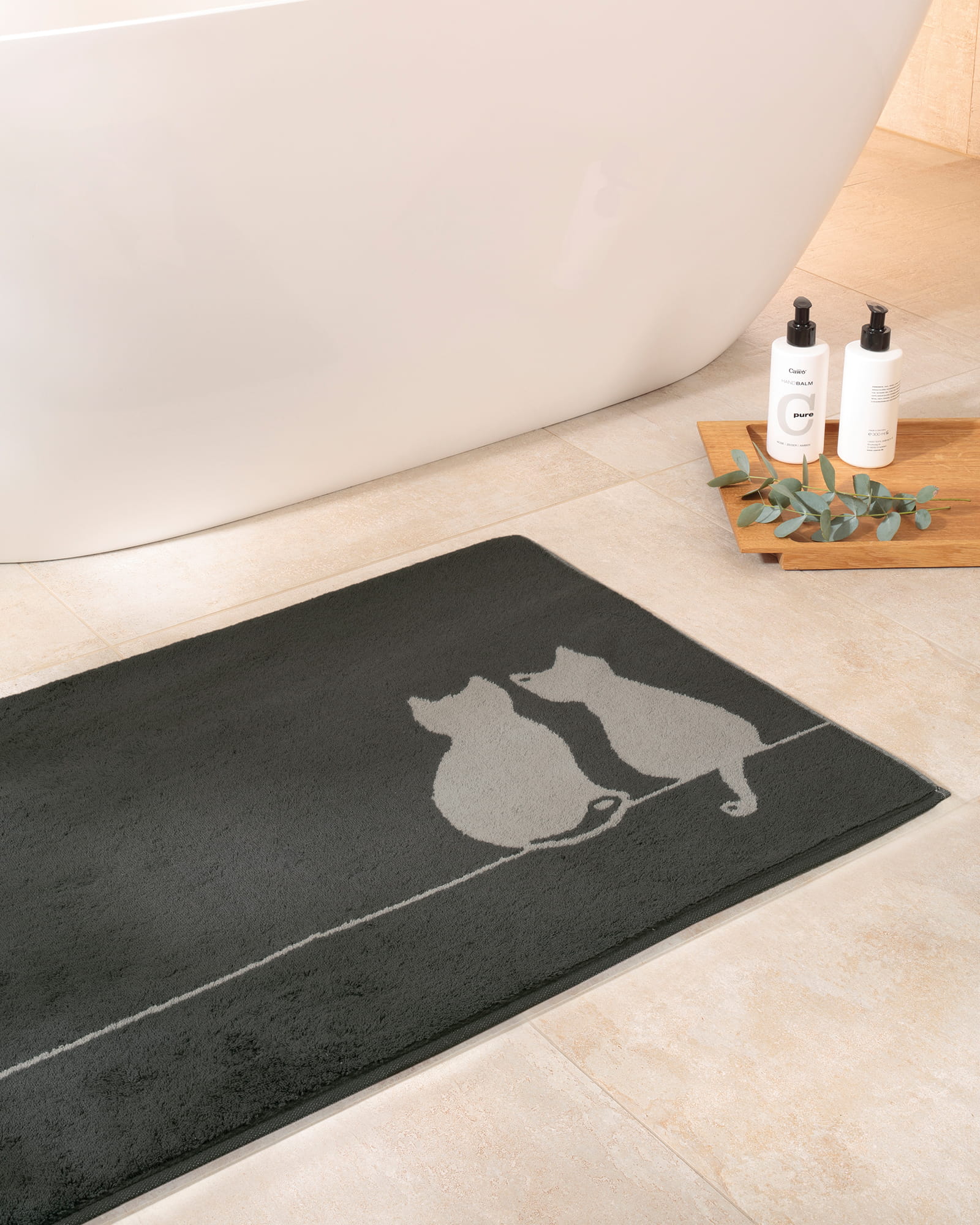 Cawö Badematten CUTE CATS You & Me 6263 basalt/platin - 77 - 50x80 cm