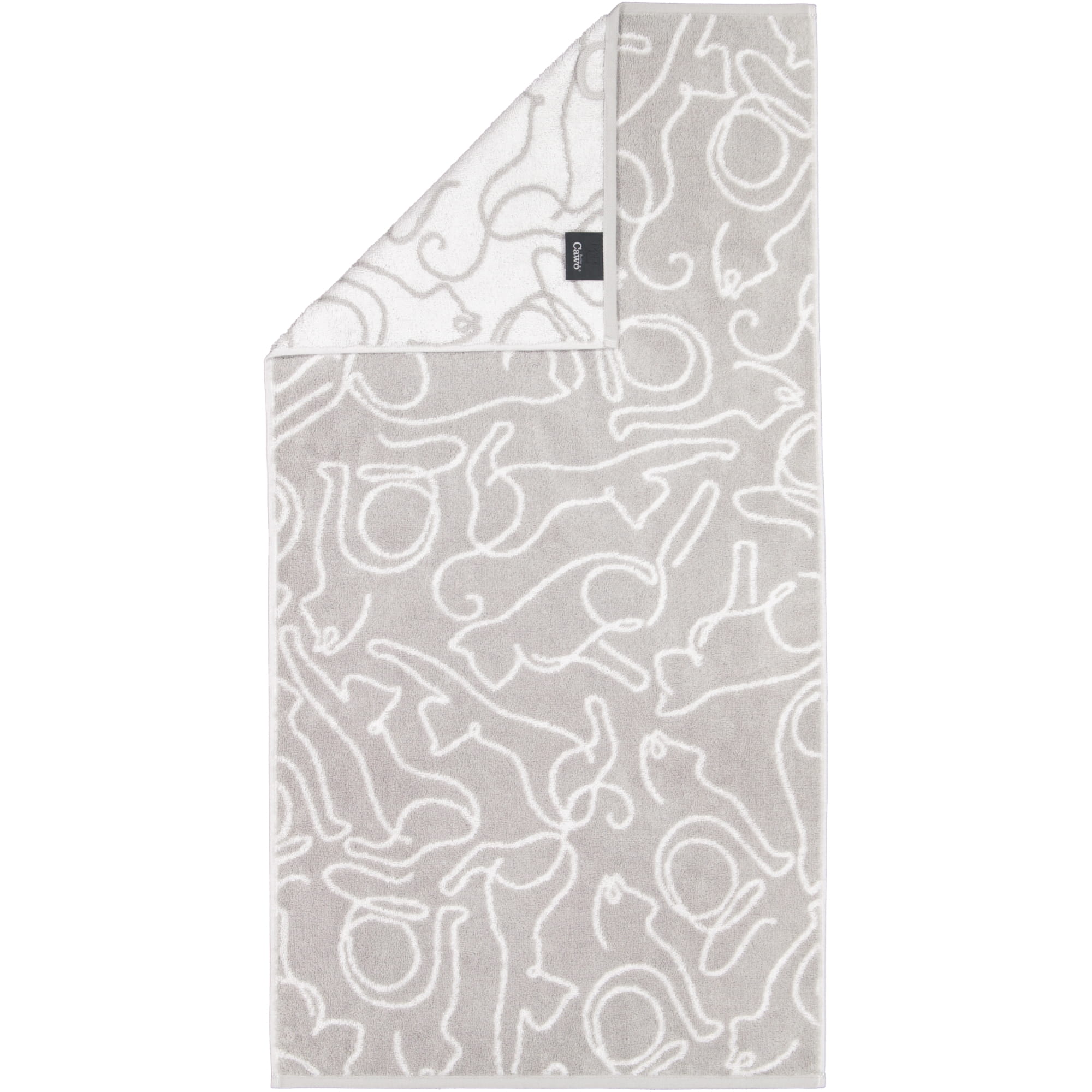 Cawö Handtücher CUTE CATS EDITION Cats 6264 platin/weiß - 76 - Handtuch 50x100 cm