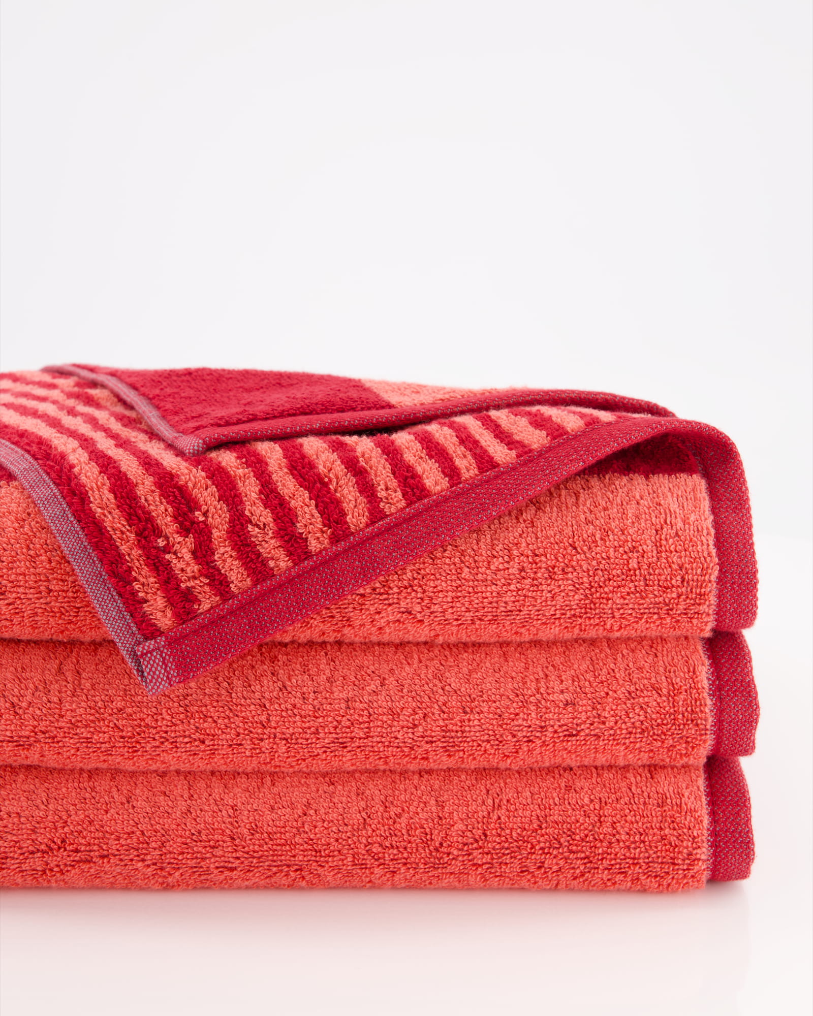 Möve Handtücher Superwuschel Blockstreifen ruby/coral - 021 - Duschtuch 80x150 cm