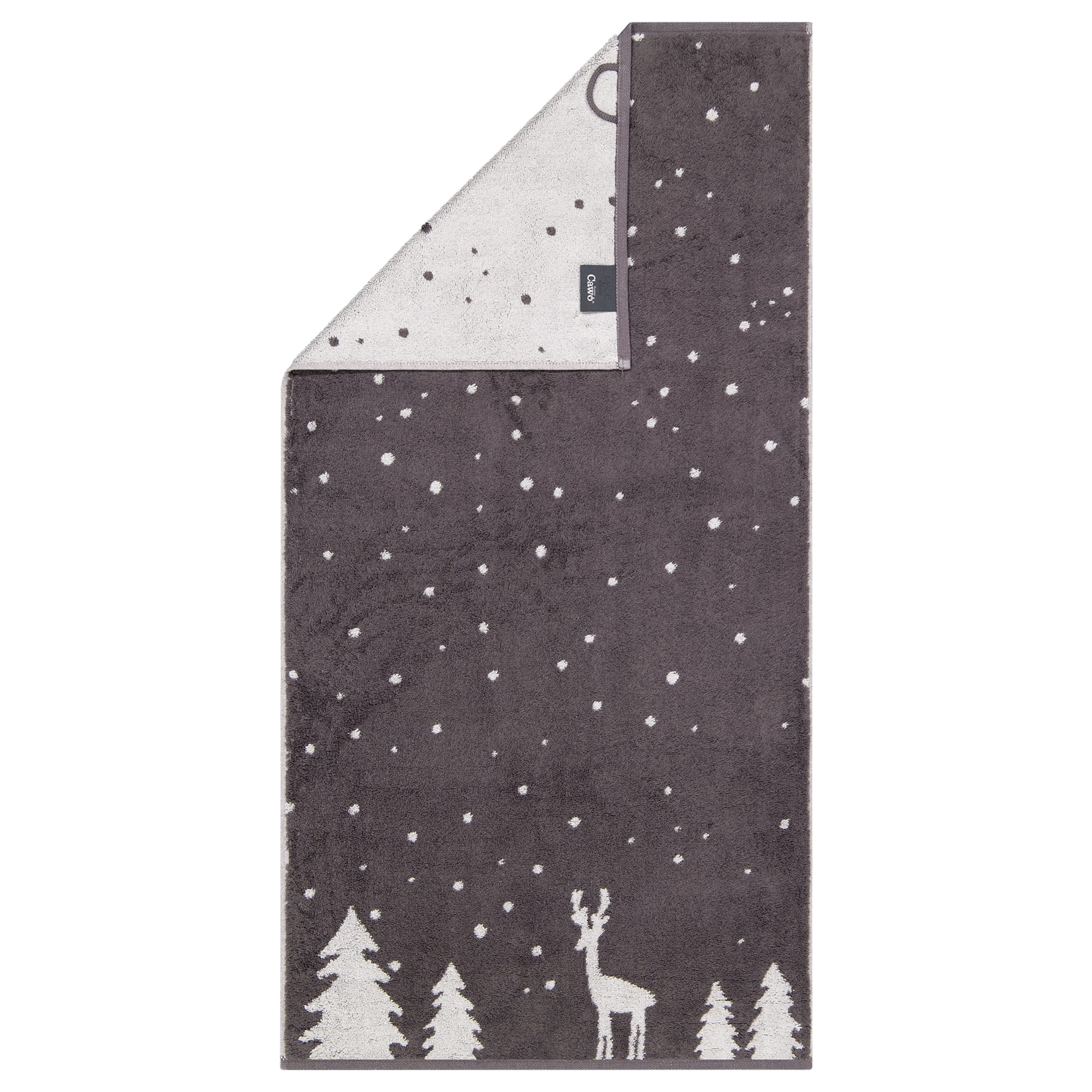 Cawö Handtücher WINTER EDITION Rudi im Schnee 6271 basalt/platin - 77 - Handtuch 50x100 cm