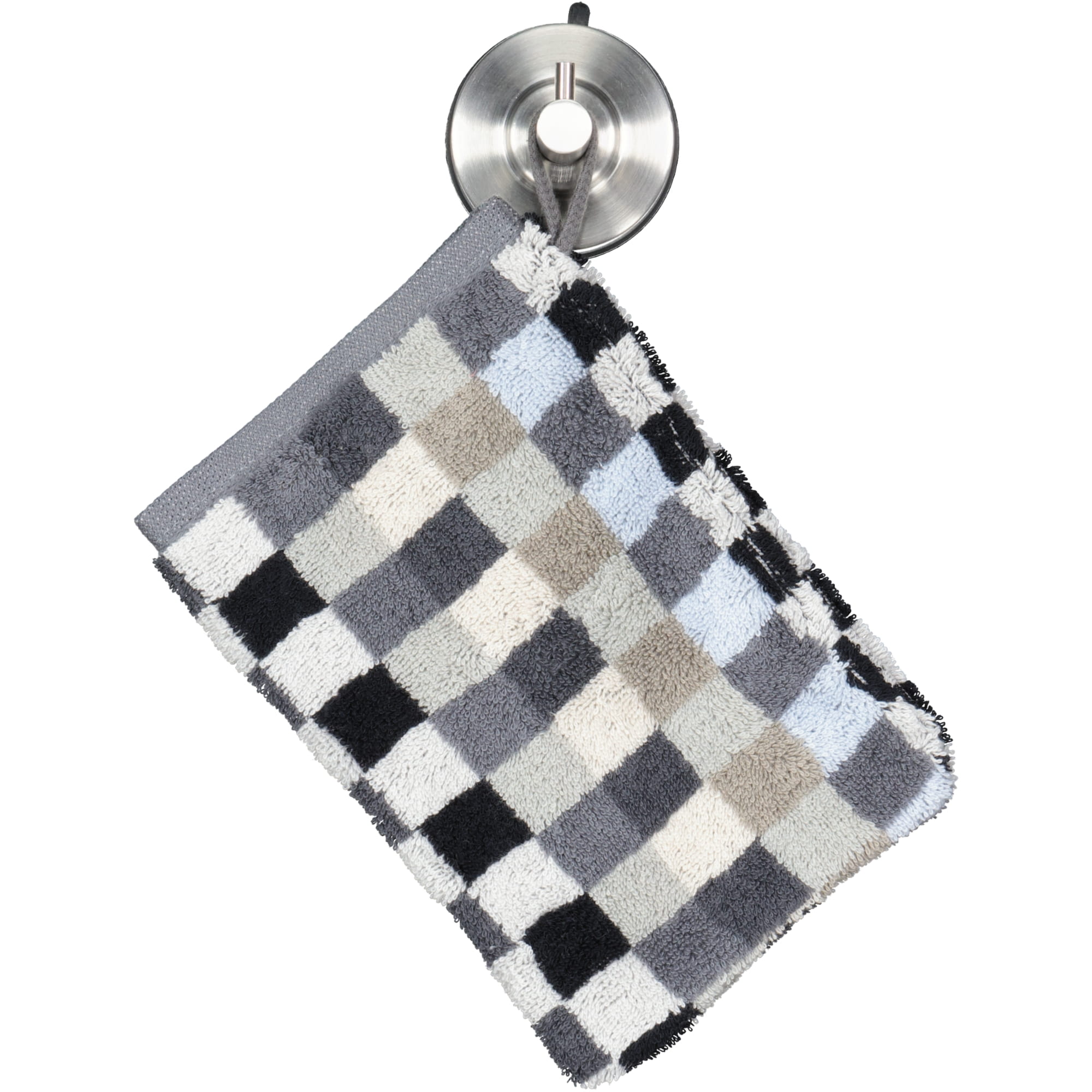 Cawö - Unique Karo 942 - Farbe: anthrazit - 77 - Waschhandschuh 16x22 cm