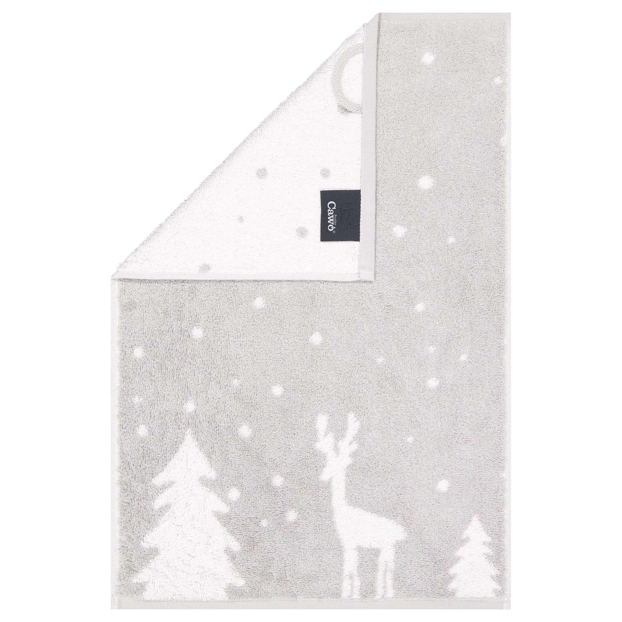 Cawö Handtücher WINTER EDITION Rudi im Schnee 6271 platin/weiß - 76 - Gästetuch 30x50 cm