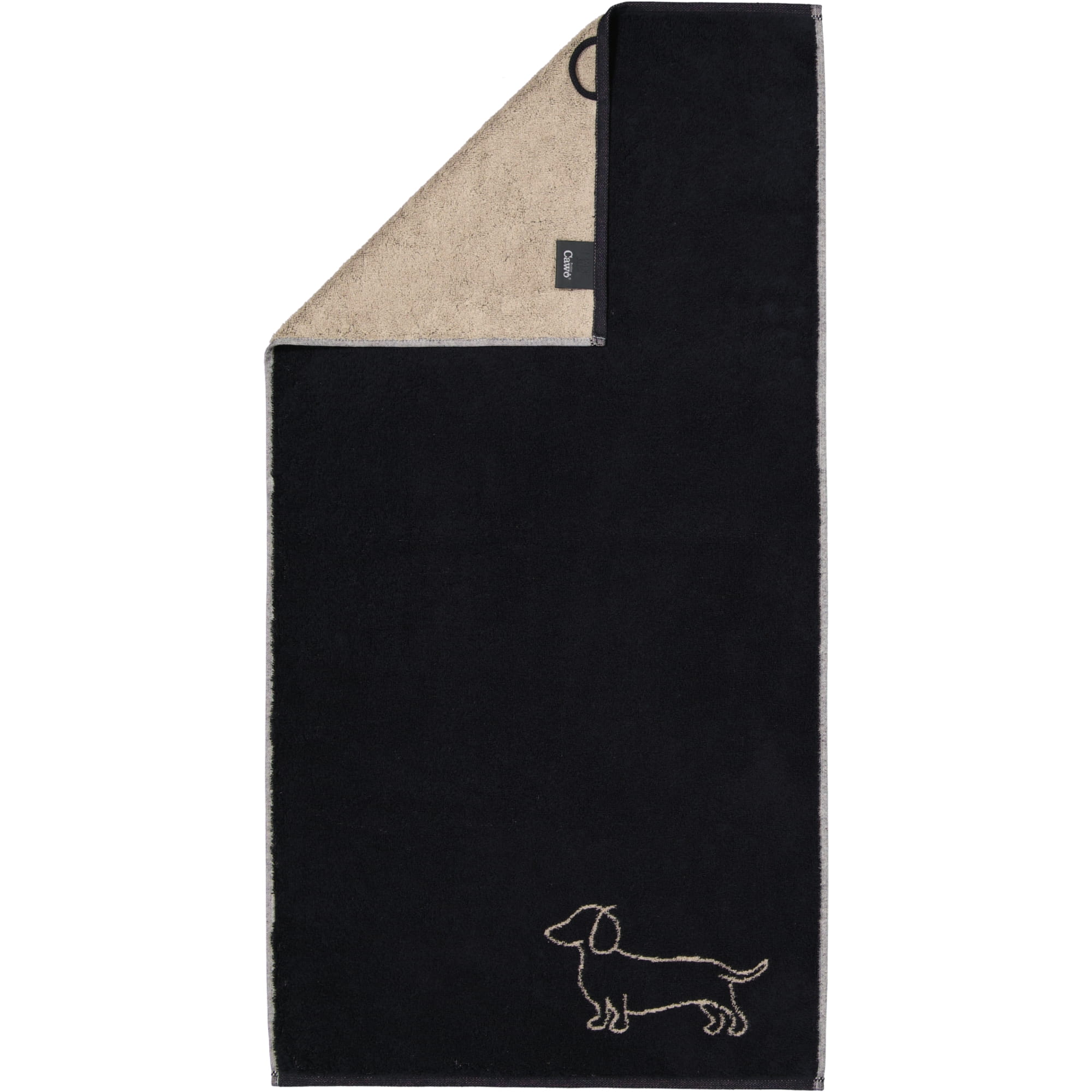 Cawö Handtücher WE LOVE DOGS Companion 6248 Schwarz-Beige - 93 - Handtuch 50x100 cm
