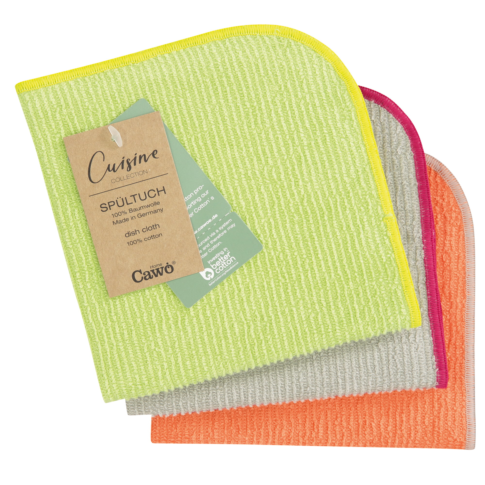 Cawö Spültücher Trio 550 3er Set pistazie/mandarine - 43 - 30x30 cm