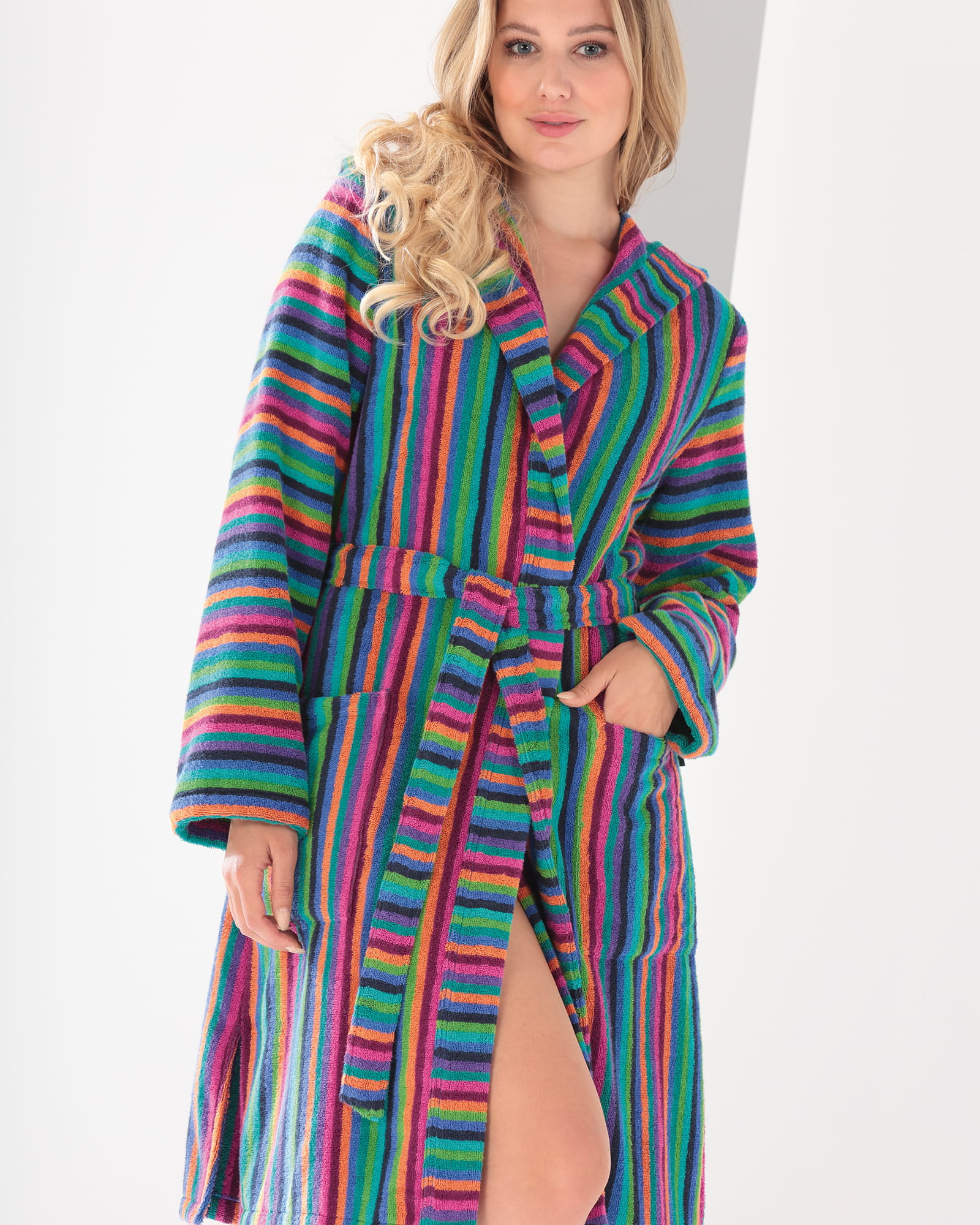 Cawö - Damen Kurzmantel Walkfrottier - Kapuze 7049 - Farbe: 84 - multicolor