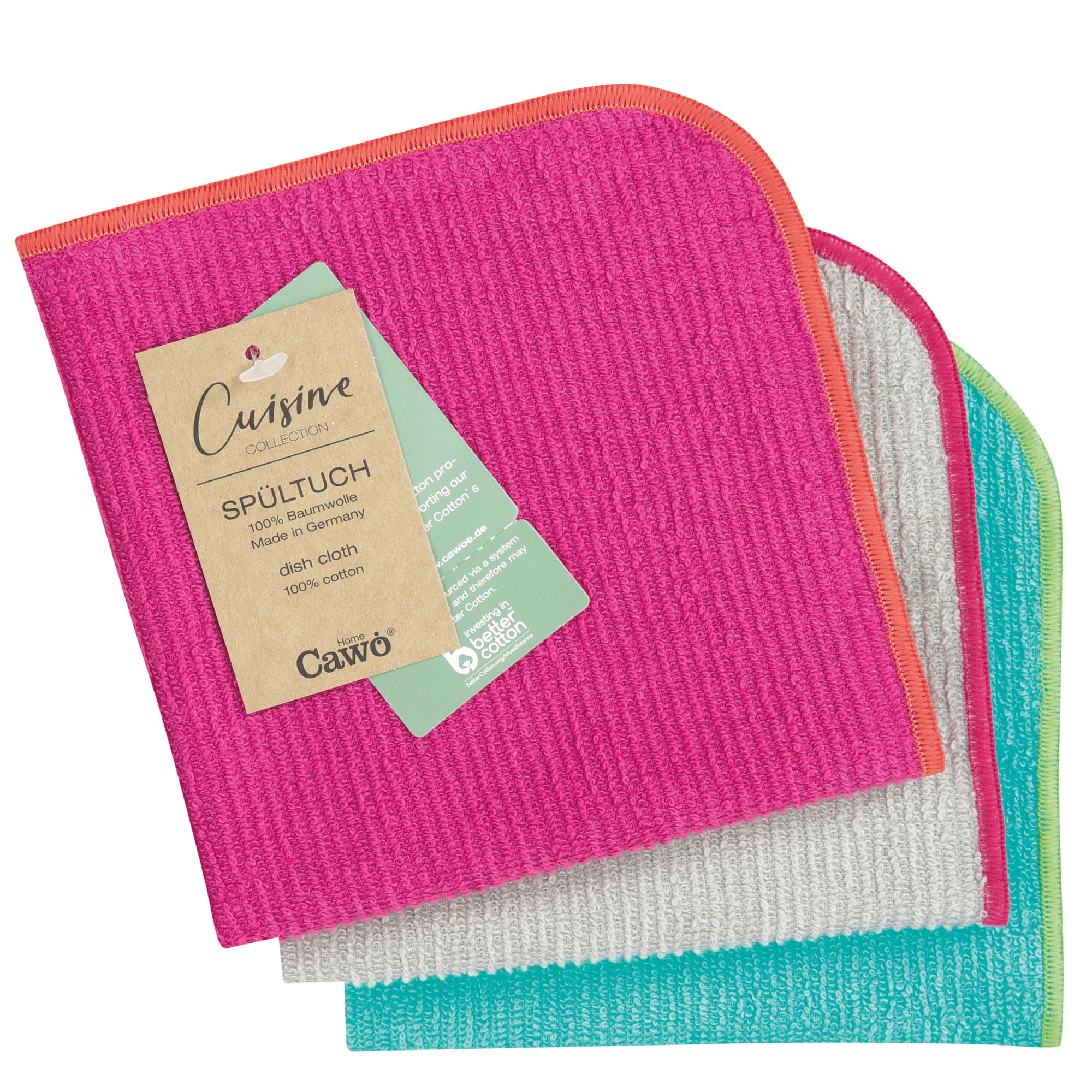 Cawö Spültücher Trio 550 3er Set pink/türkis - 21 - 30x30 cm
