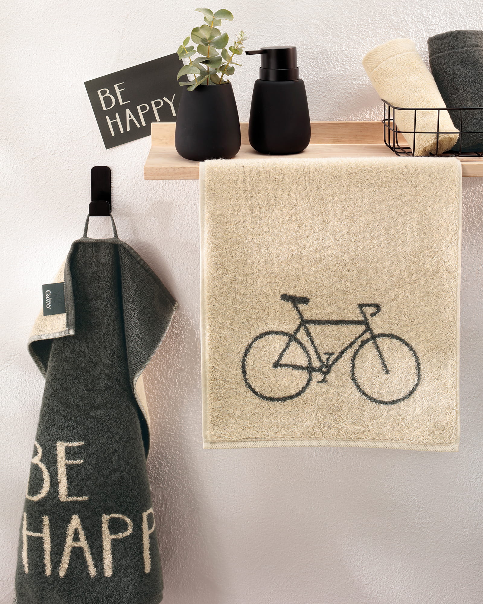 Cawö Gästetücher Postcard Towels Edition 100 BE HAPPY - 18 - Gästetuch 30x50 cm