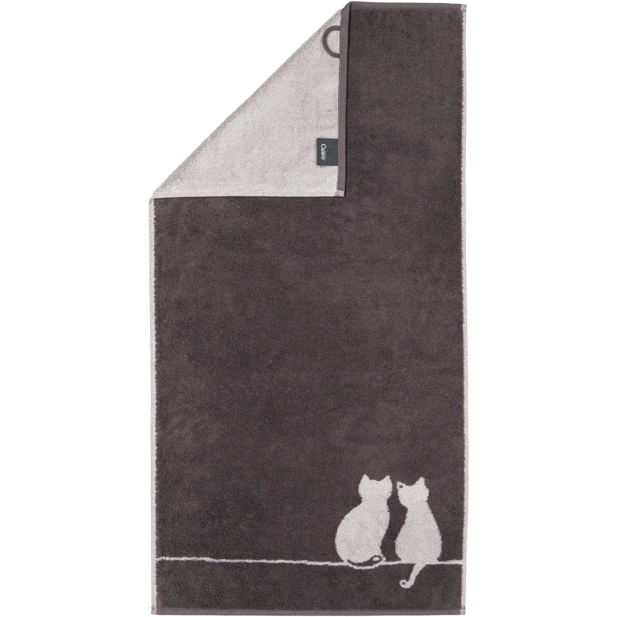 Cawö Handtücher CUTE CATS EDITION You & Me 6263 basalt/platin - 77 - Handtuch 50x100 cm