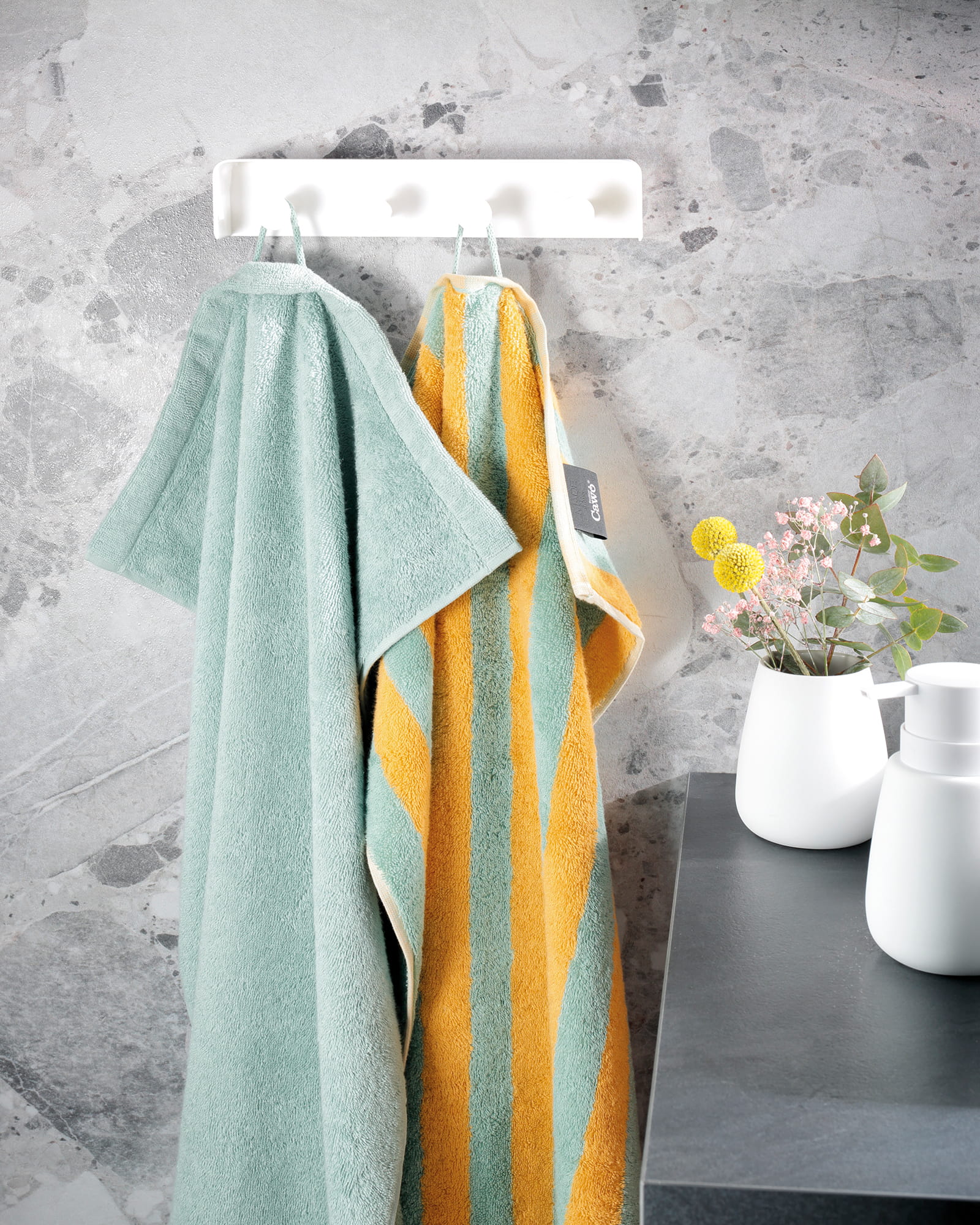 Cawö Handtücher Bold Streifen 6277 mint/gelb - 45 - Duschtuch 70x140 cm
