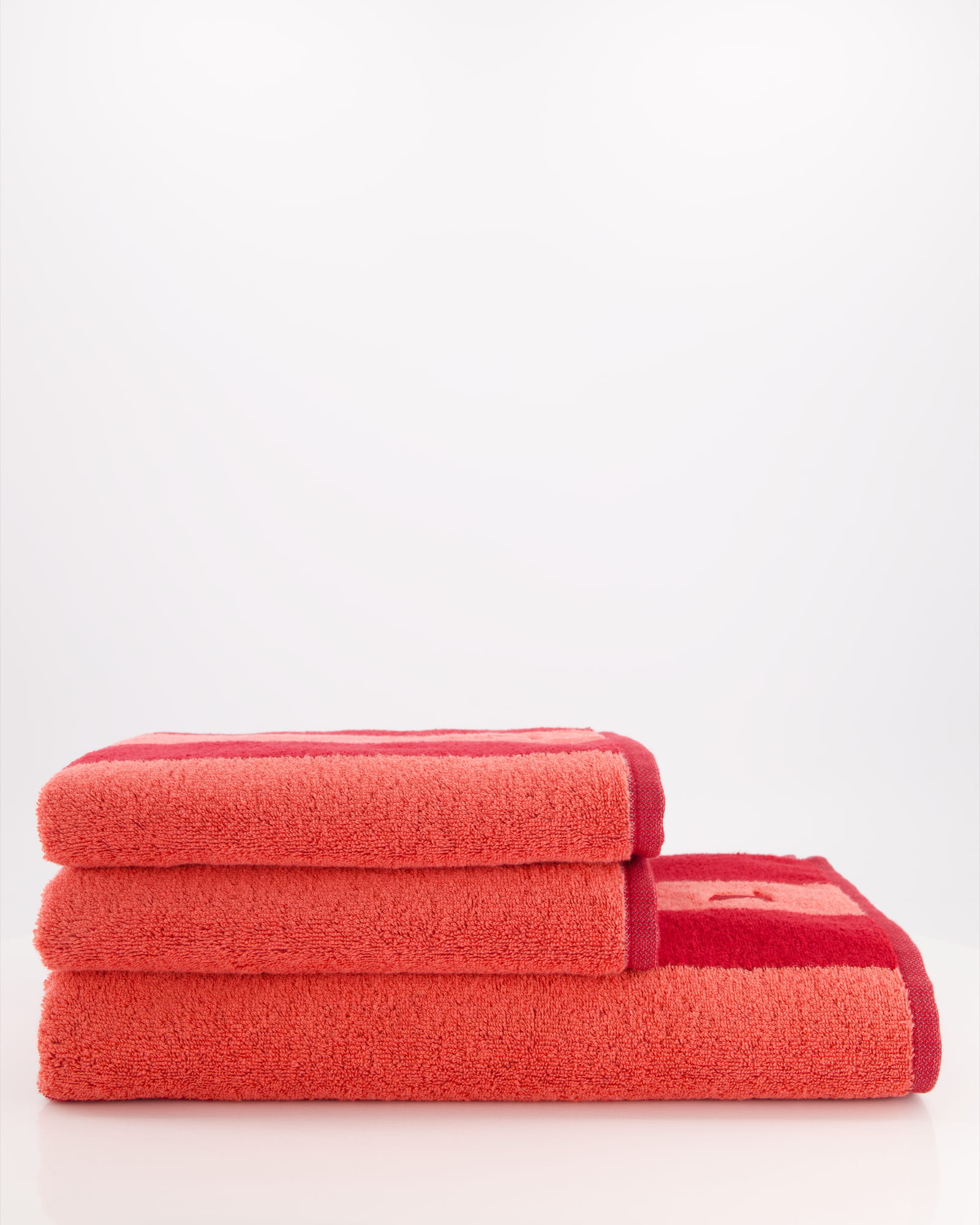 Möve Handtücher Superwuschel Blockstreifen ruby/coral - 021 - Duschtuch 80x150 cm