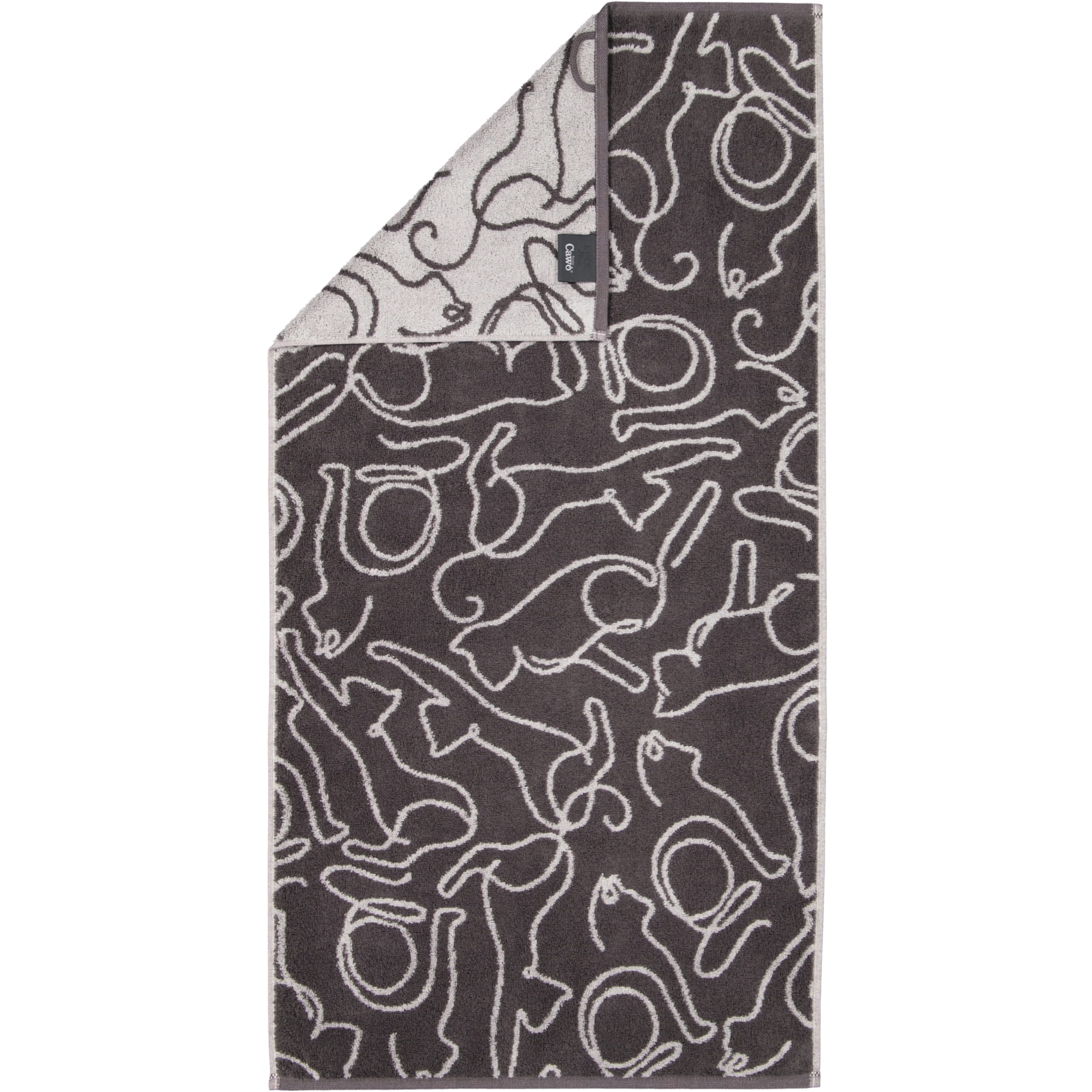 Cawö Handtücher CUTE CATS EDITION Cats 6264 basalt/platin - 77 - Handtuch 50x100 cm